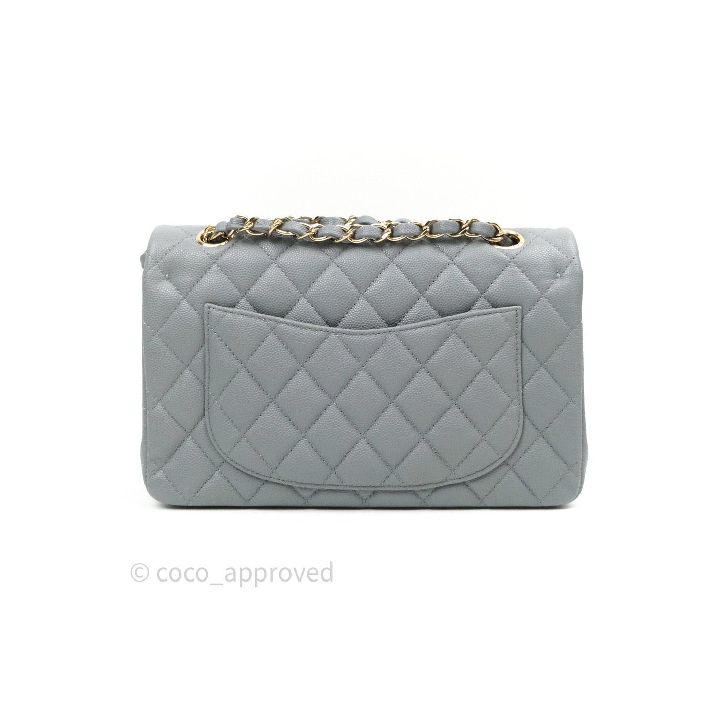 Chanel Classic Small S/M Flap Grey Caviar Light Gold Hardware
