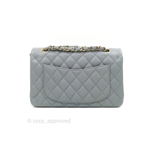 Chanel Classic Small S/M Flap Grey Caviar Light Gold Hardware