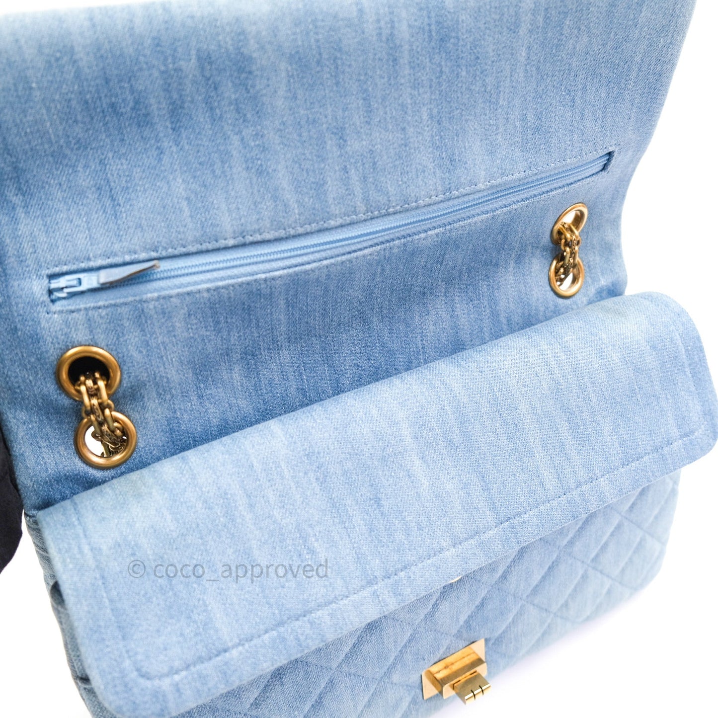 Chanel Reissue Quilted Denim Blue Gold Hardware 226
