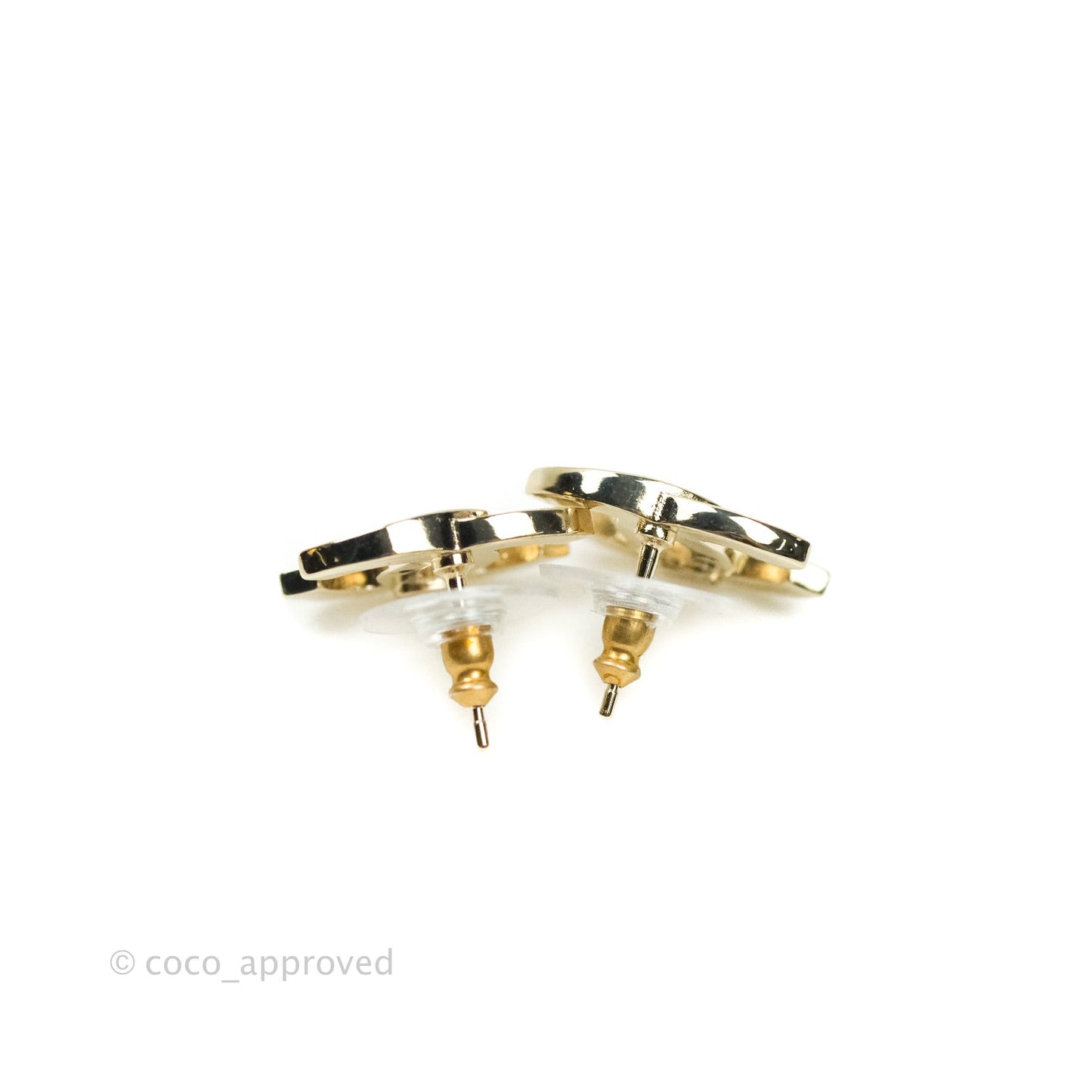 Chanel CC Earrings Gold Tone Crystal