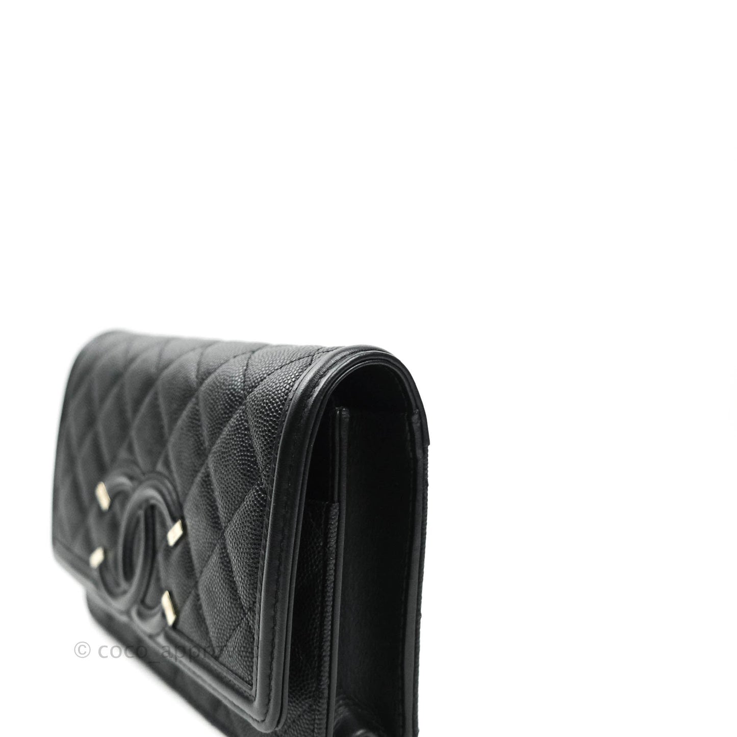 Chanel Filigree Wallet on Chain WOC Black Caviar Gold Hardware