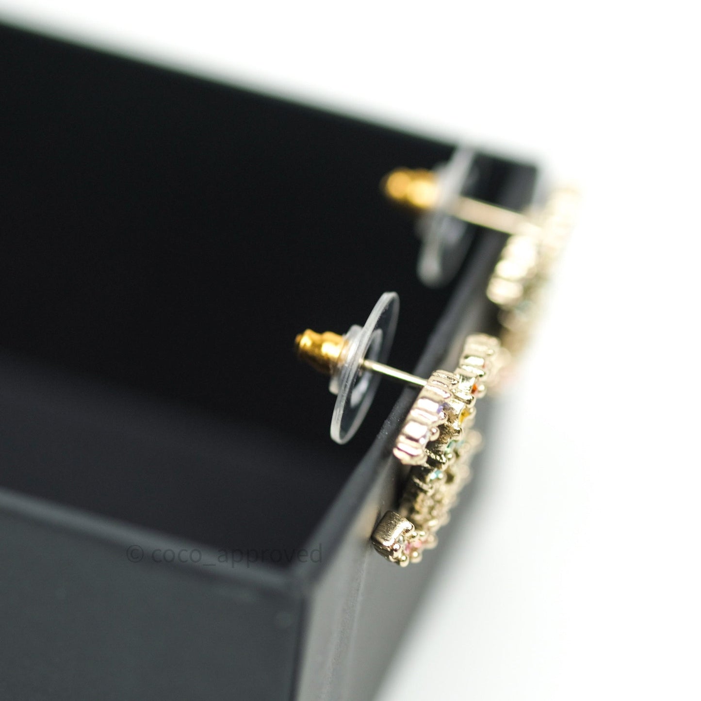 Chanel Crystal Over The Rainbow CC Earrings Gold Multicolor