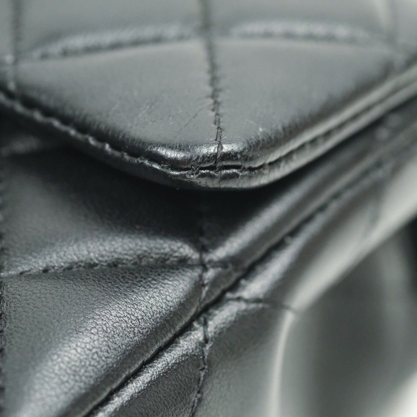 Chanel Quilted Mini Rectangular Black Lambskin Silver Hardware