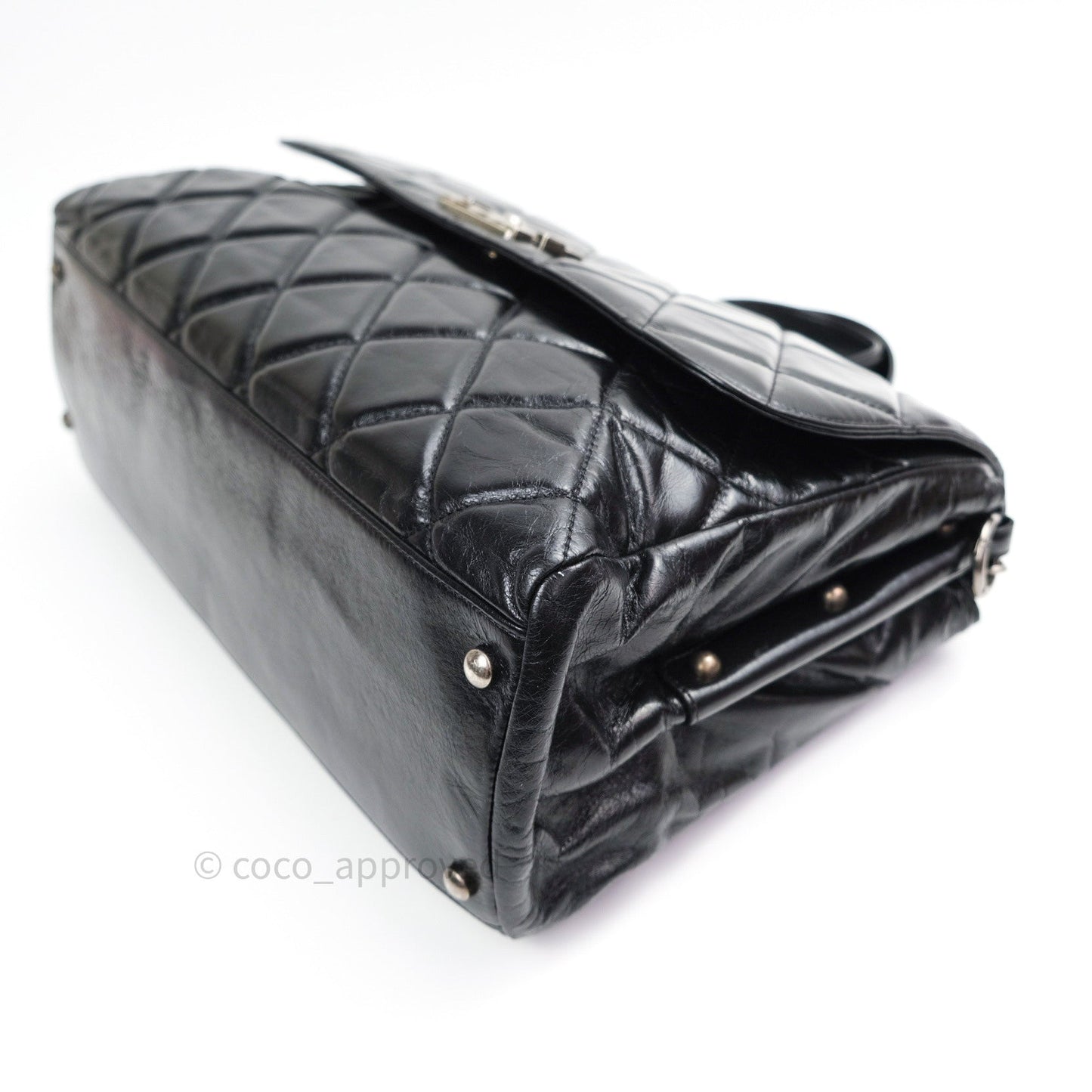 Chanel Boy Glazed Calfskin Tote Bag Black Ruthenium Hardware