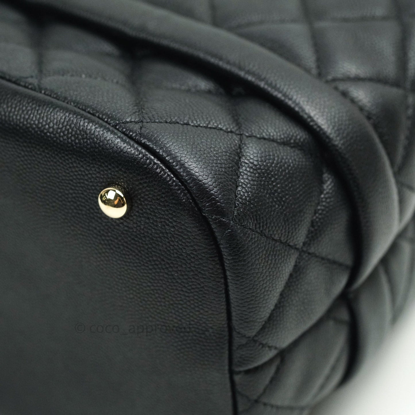 Chanel Caviar Quilted Rolled Up Bucket Drawstring Bag Black Gold Hardware