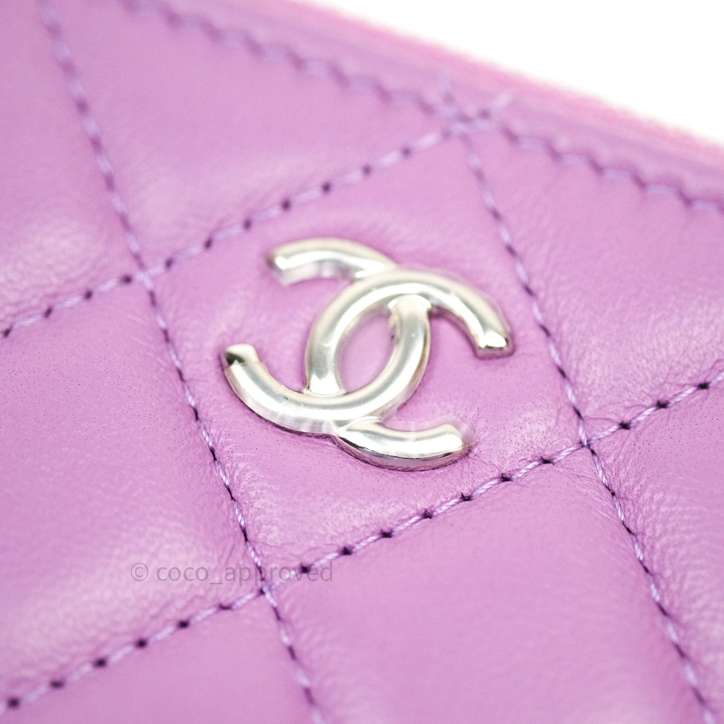 Chanel Quilted Small O Case Purple Lambskin Silver Hardware