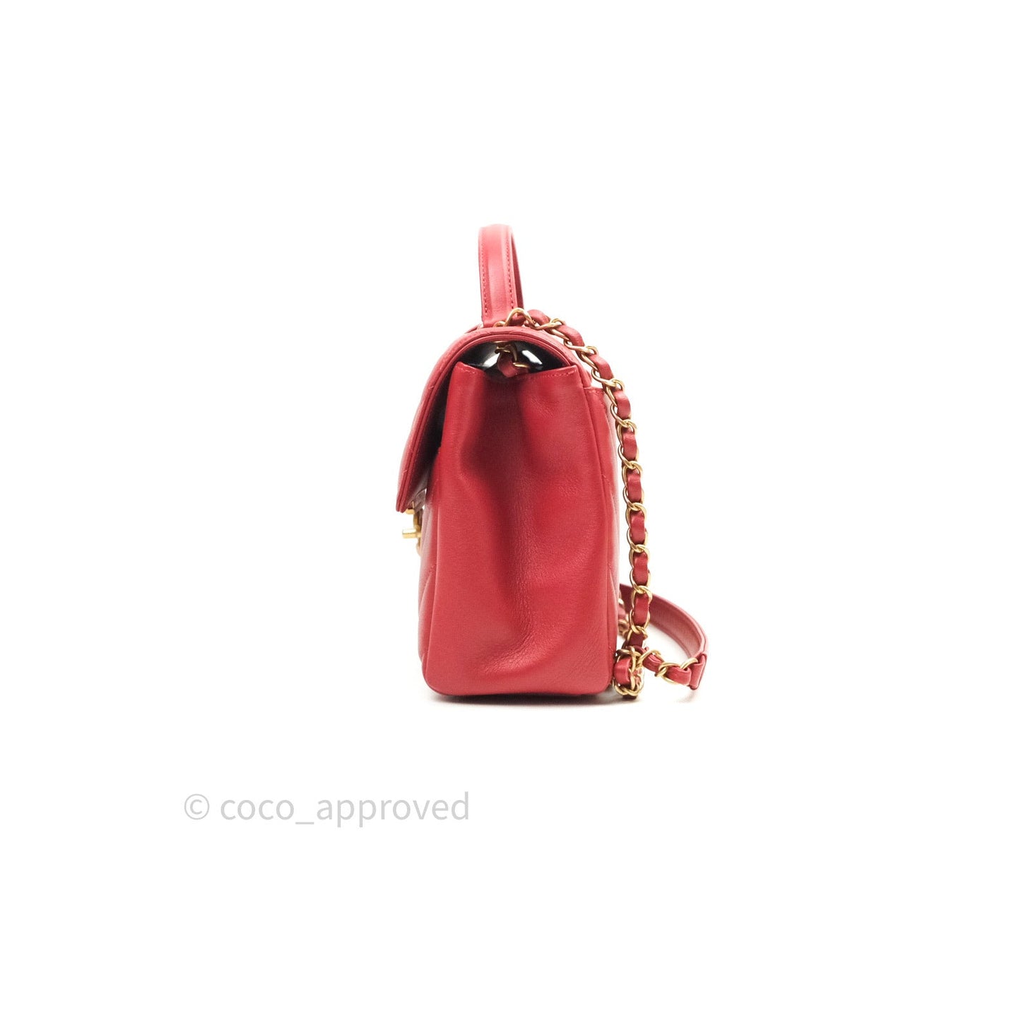 Chanel Quilted Chevron In The City Bag Red Calfskin Gold Hardware
