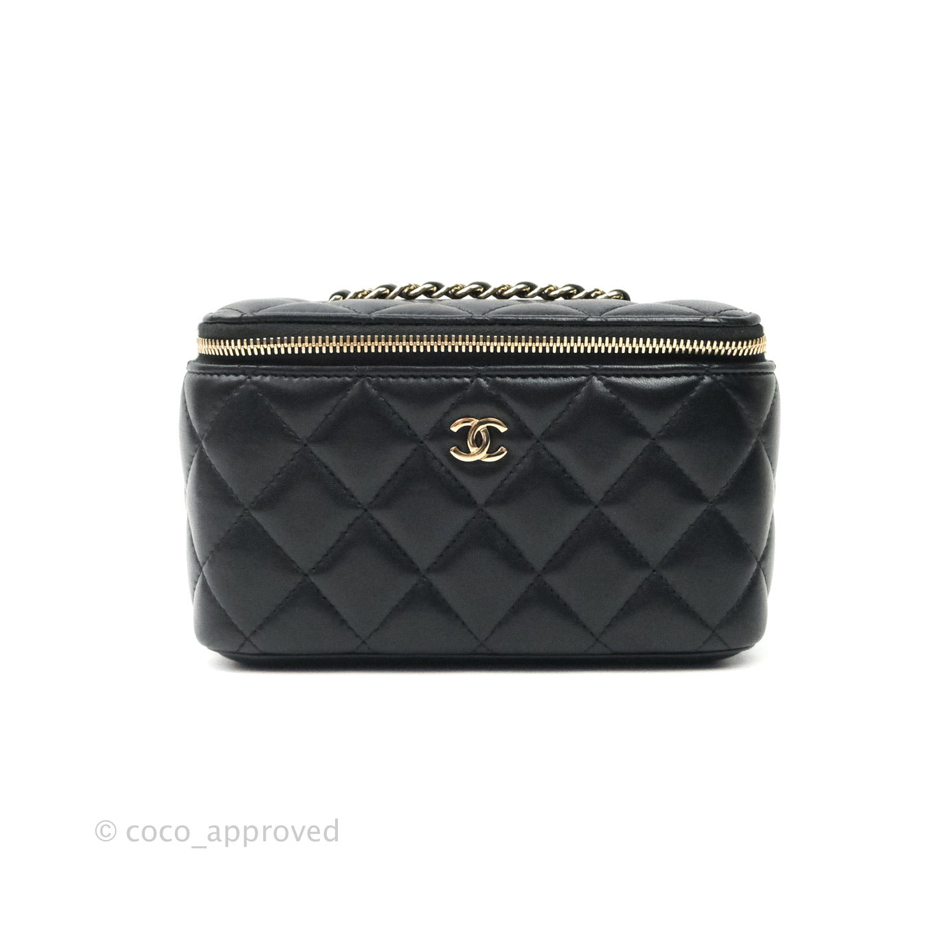 Chanel Vanity with Classic Chain in Black Lambskin Gold Hardware