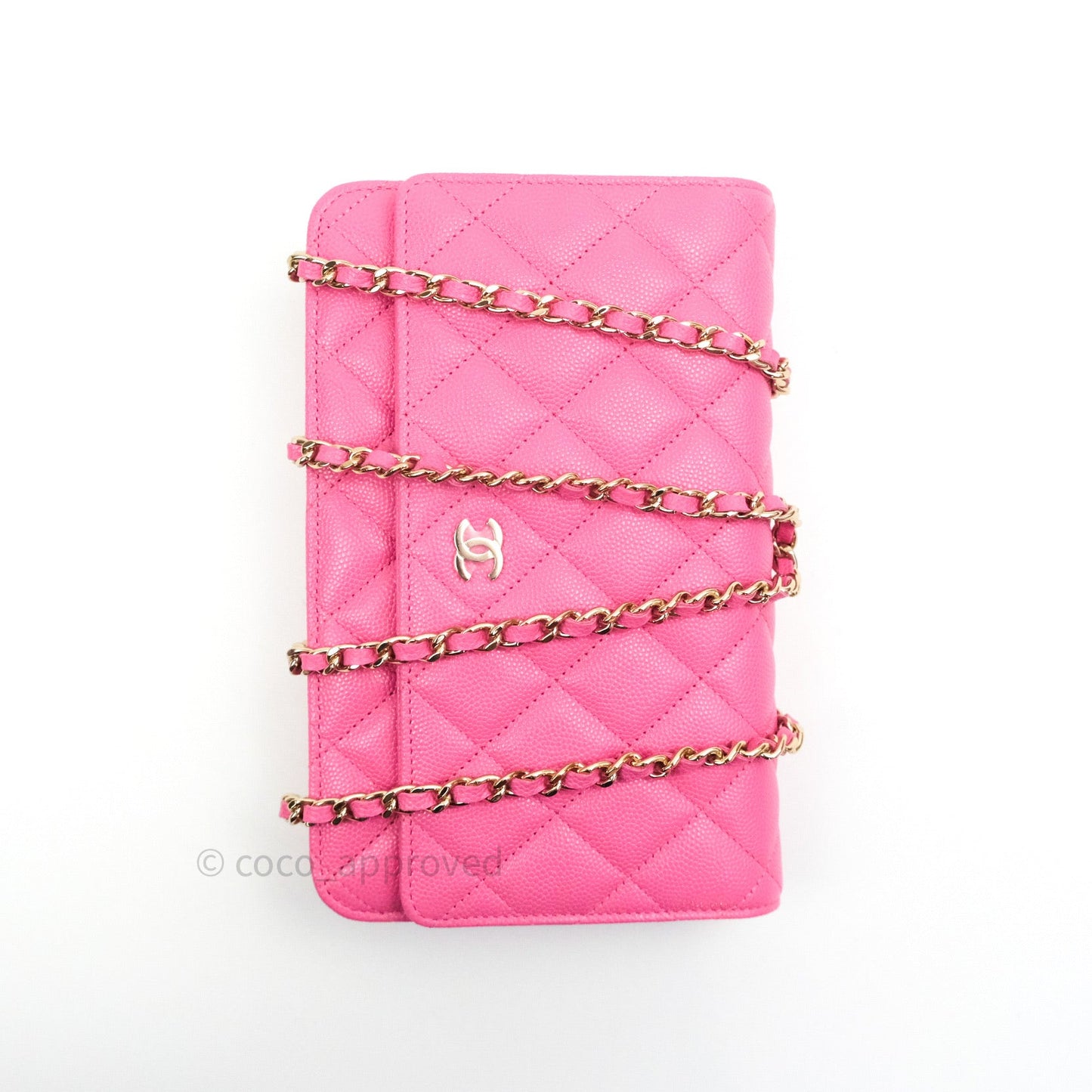 Chanel Caviar Quilted Wallet on Chain WOC Pink Light Gold Hardware 20S