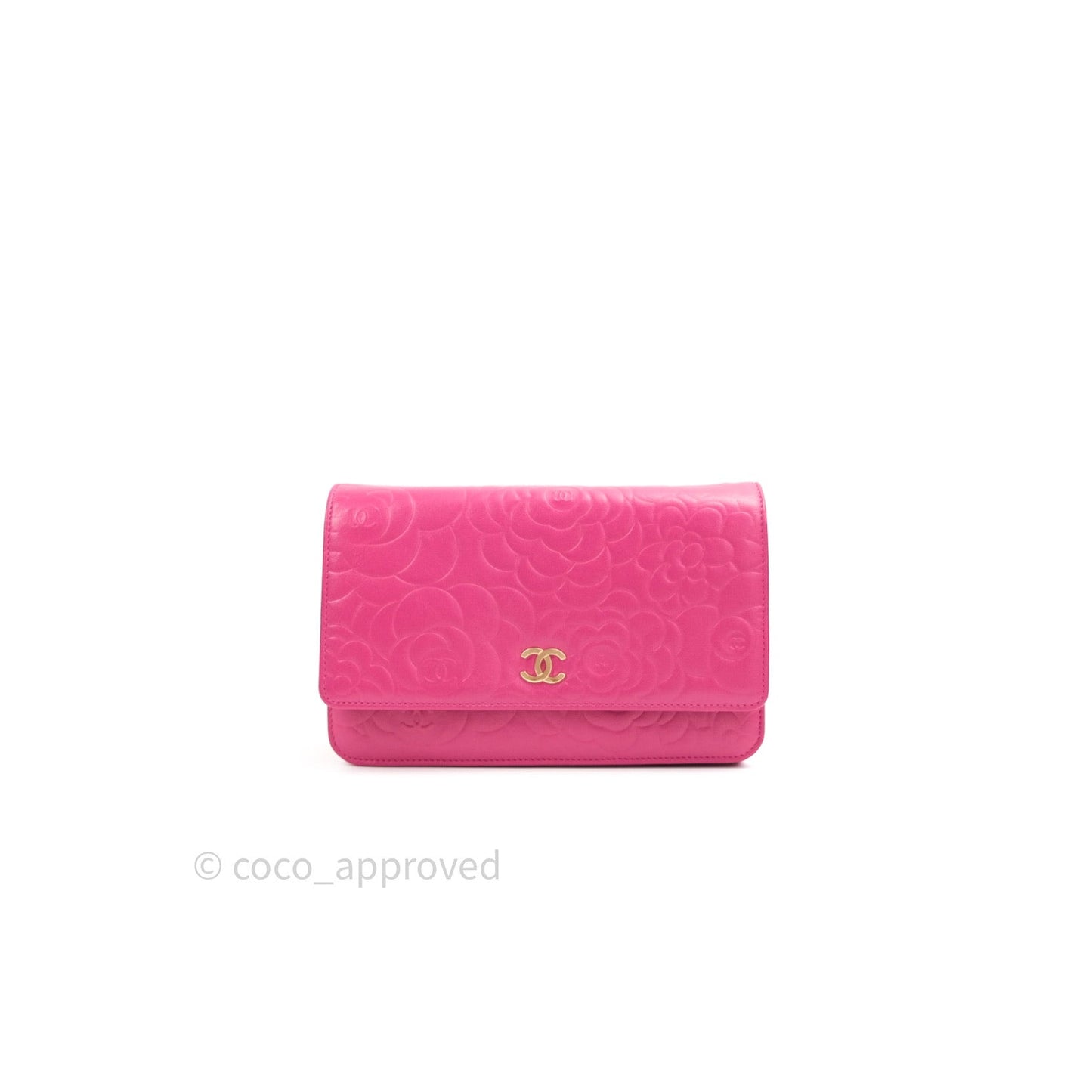 Chanel Camellia Wallet on Chain WOC Pink Lambskin Gold Hardware