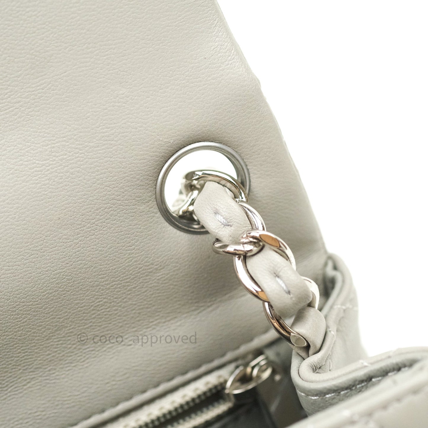 Chanel Mini Square Grey Lambskin Silver Hardware 19B