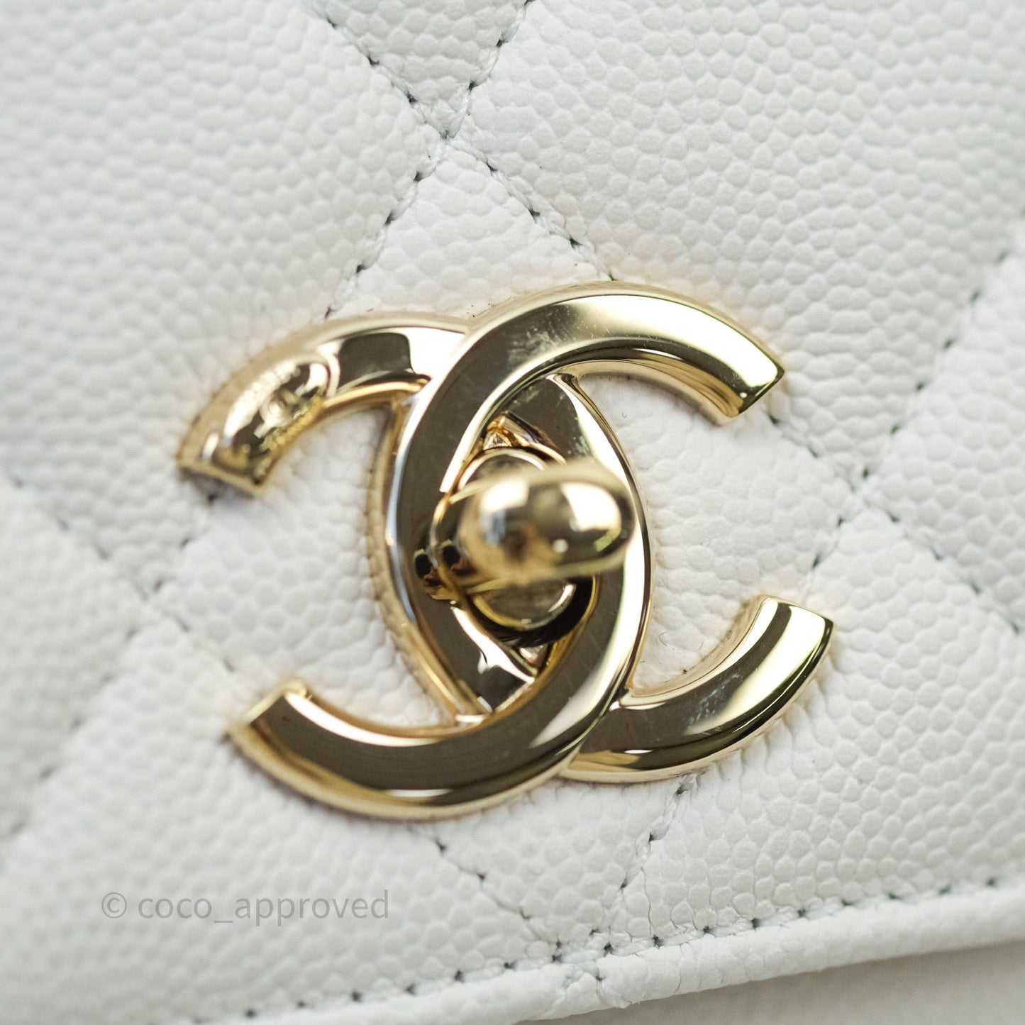 Chanel Quilted Small Business Affinity Flap White Caviar Light Gold Hardware