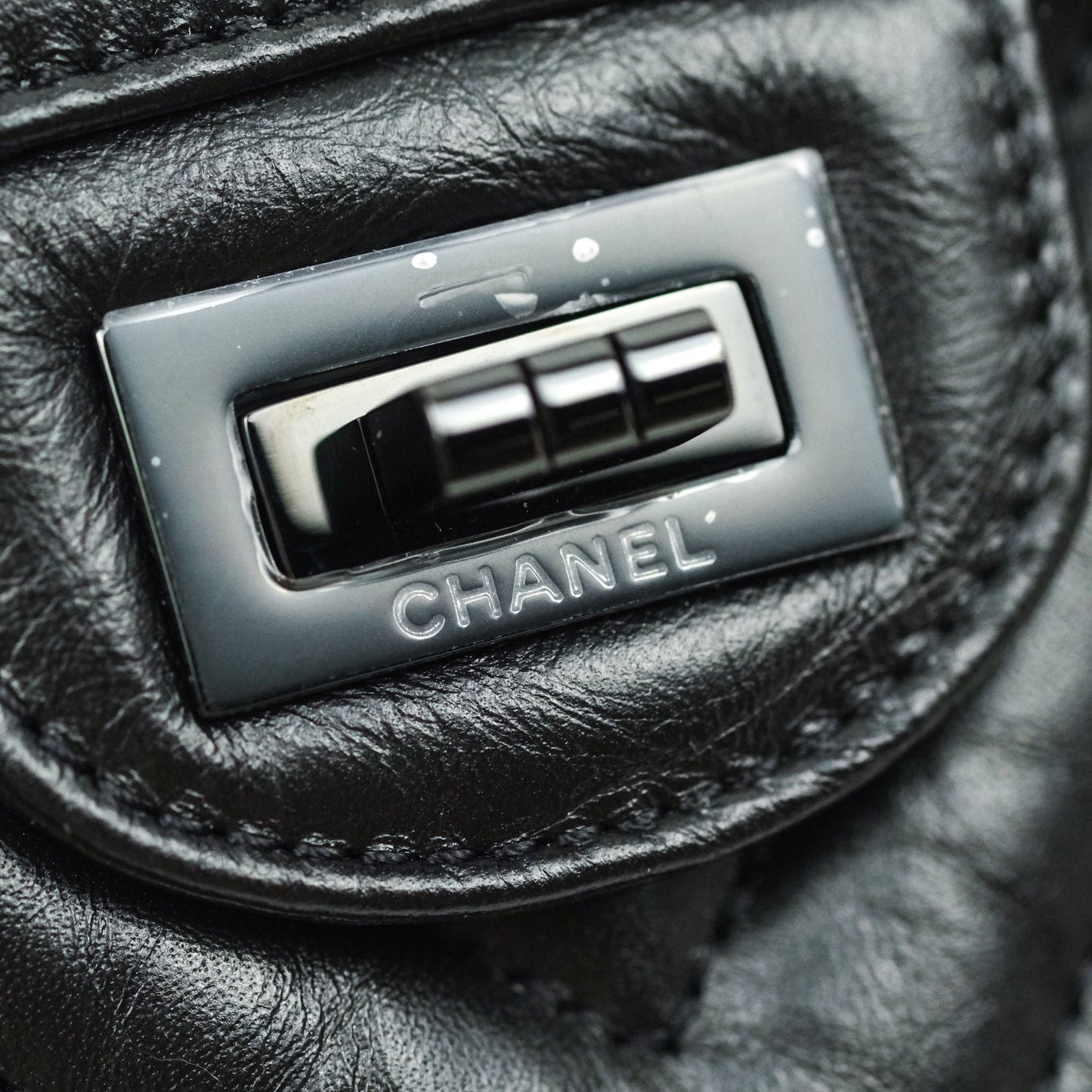 Chanel Mini Reissue 224 So Black Chevron Calfskin Black Hardware