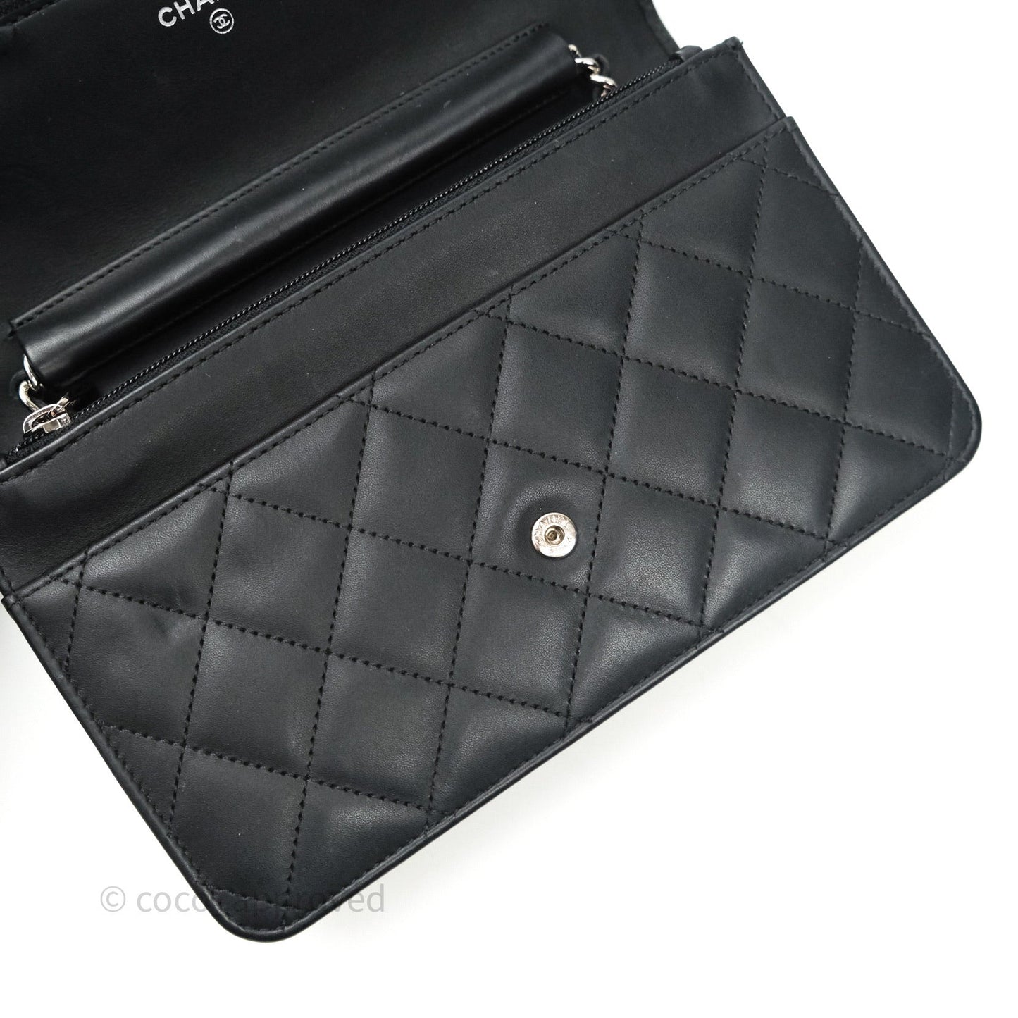 Chanel Quilted Wallet on Chain WOC Cambon Black Calfskin Silver Hardware