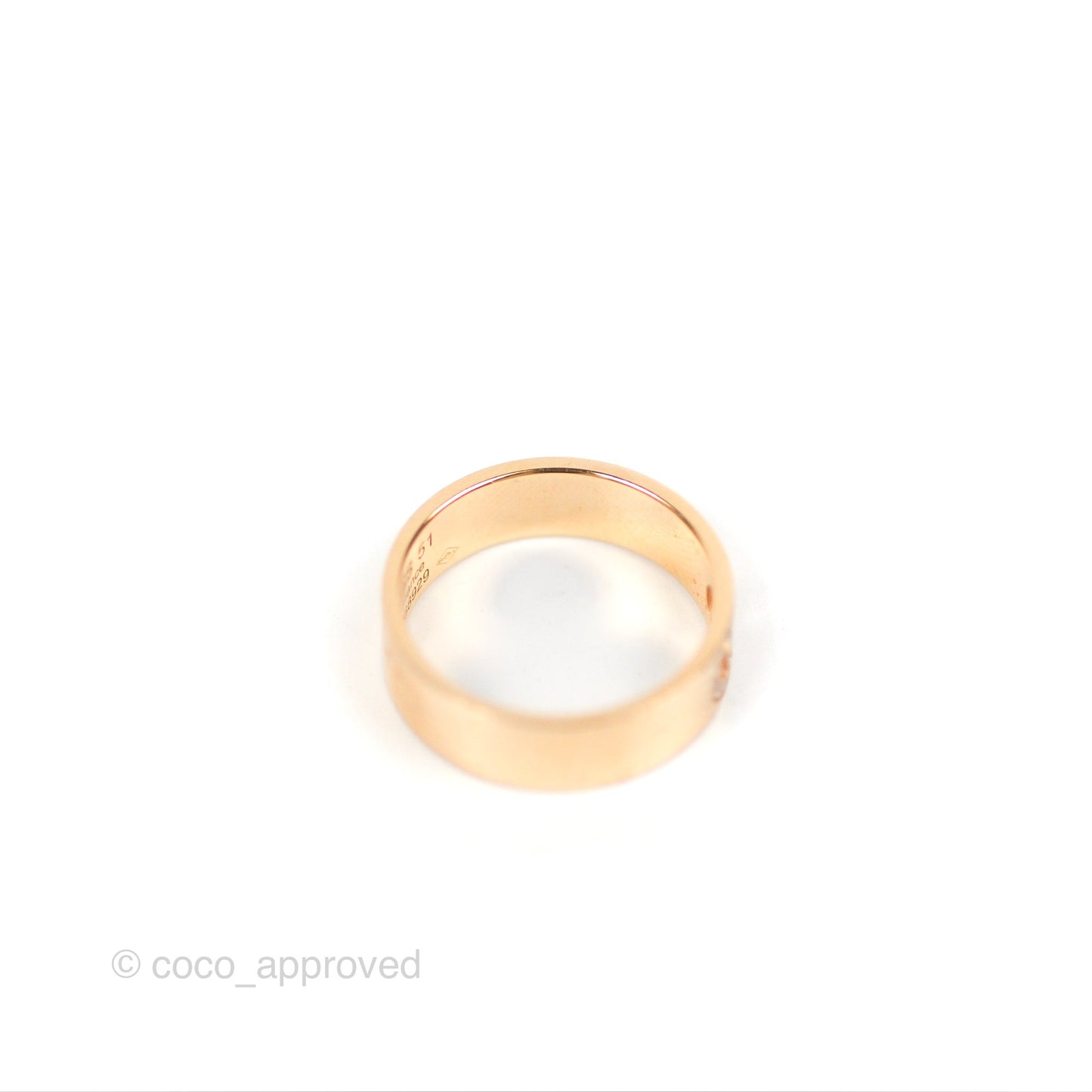 Hermes Rose Gold Diamond H d'ancre Ring 51