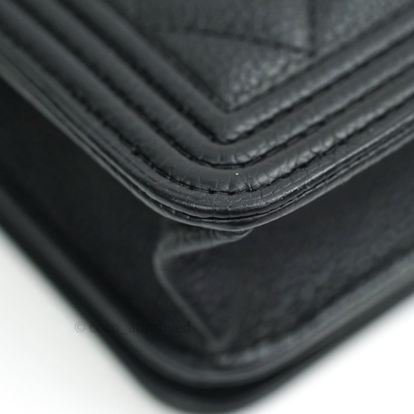 Chanel Quilted Boy Wallet on Chain WOC Black Caviar Gold Hardware