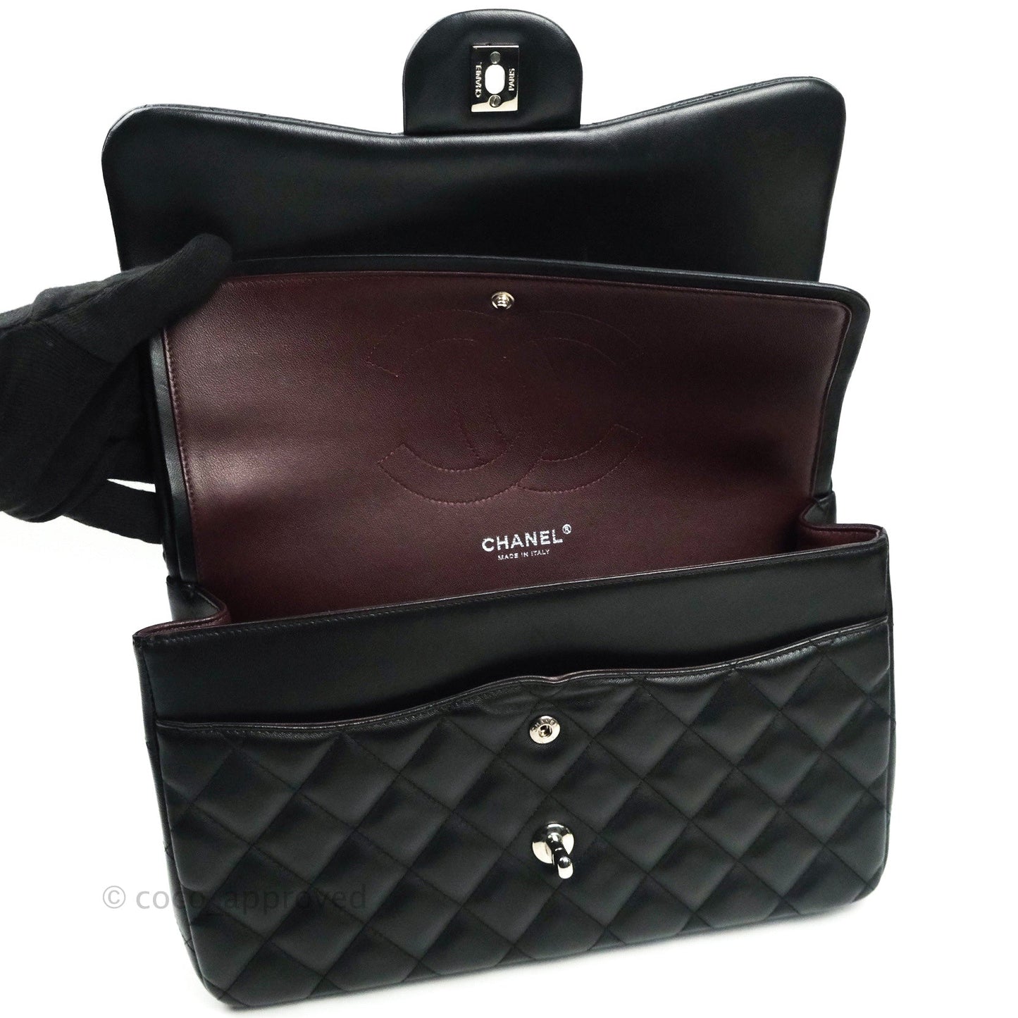 Chanel Classic Jumbo Double Flap Black Lambskin Silver Hardware⁣⁣