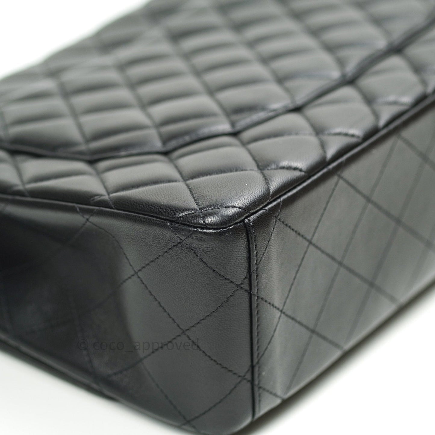 Chanel Classic Maxi Single Flap Quilted Black Lambskin Silver Hardware