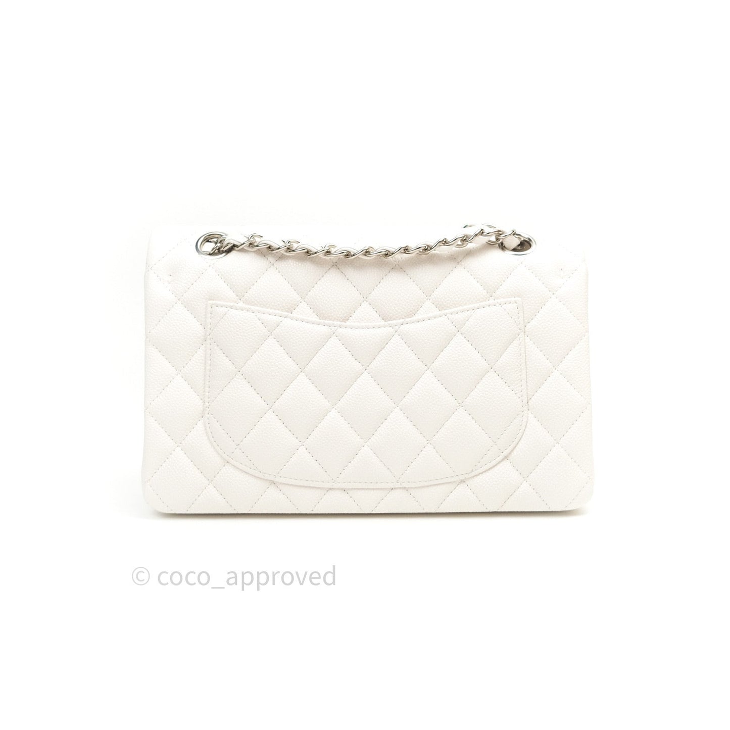 Chanel Classic Small S/M Flap Ivory White Caviar Silver Hardware