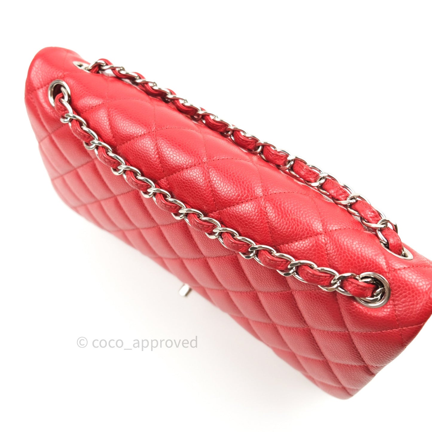 Chanel Jumbo Double Flap Red Caviar Silver Hardware⁣⁣