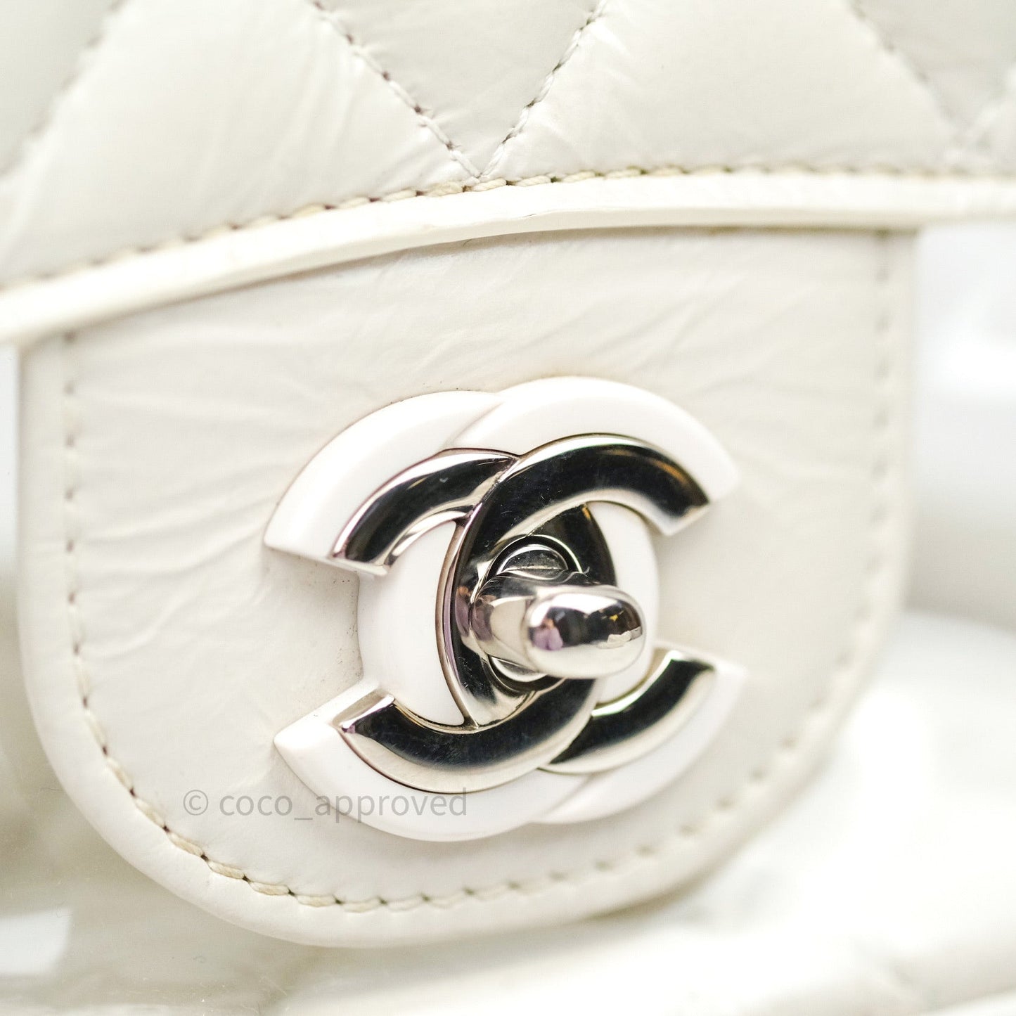 Chanel Crumpled Calfskin PVC Quilted Backpack White