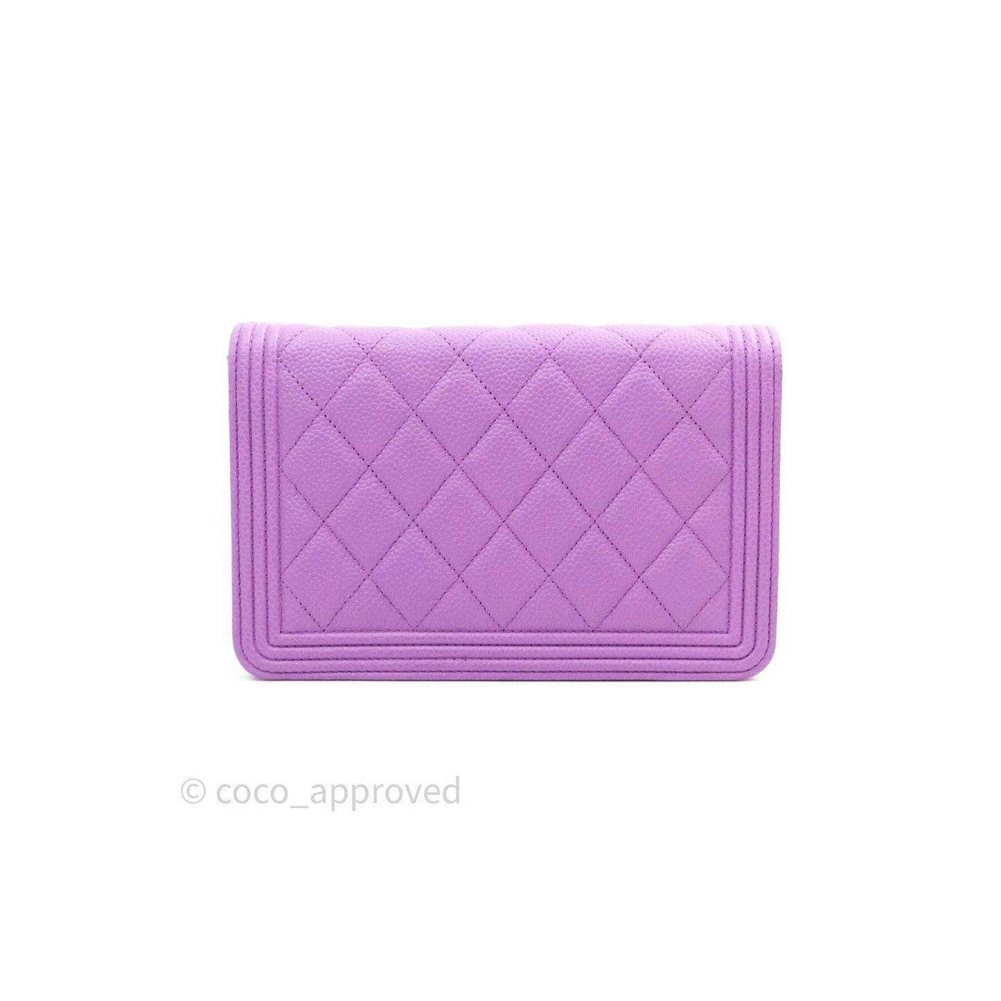 Chanel Quilted Boy Wallet on Chain WOC Purple Caviar Gold Hardware