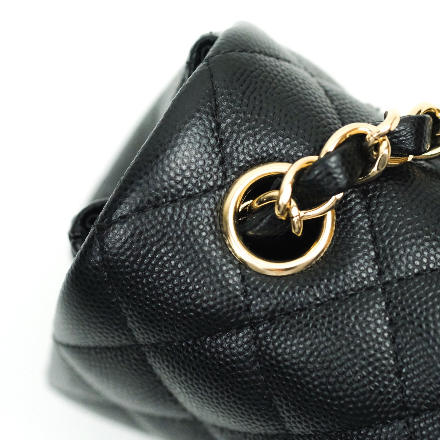 Chanel Quilted Mini Rectangular Black Caviar Gold Hardware 18B