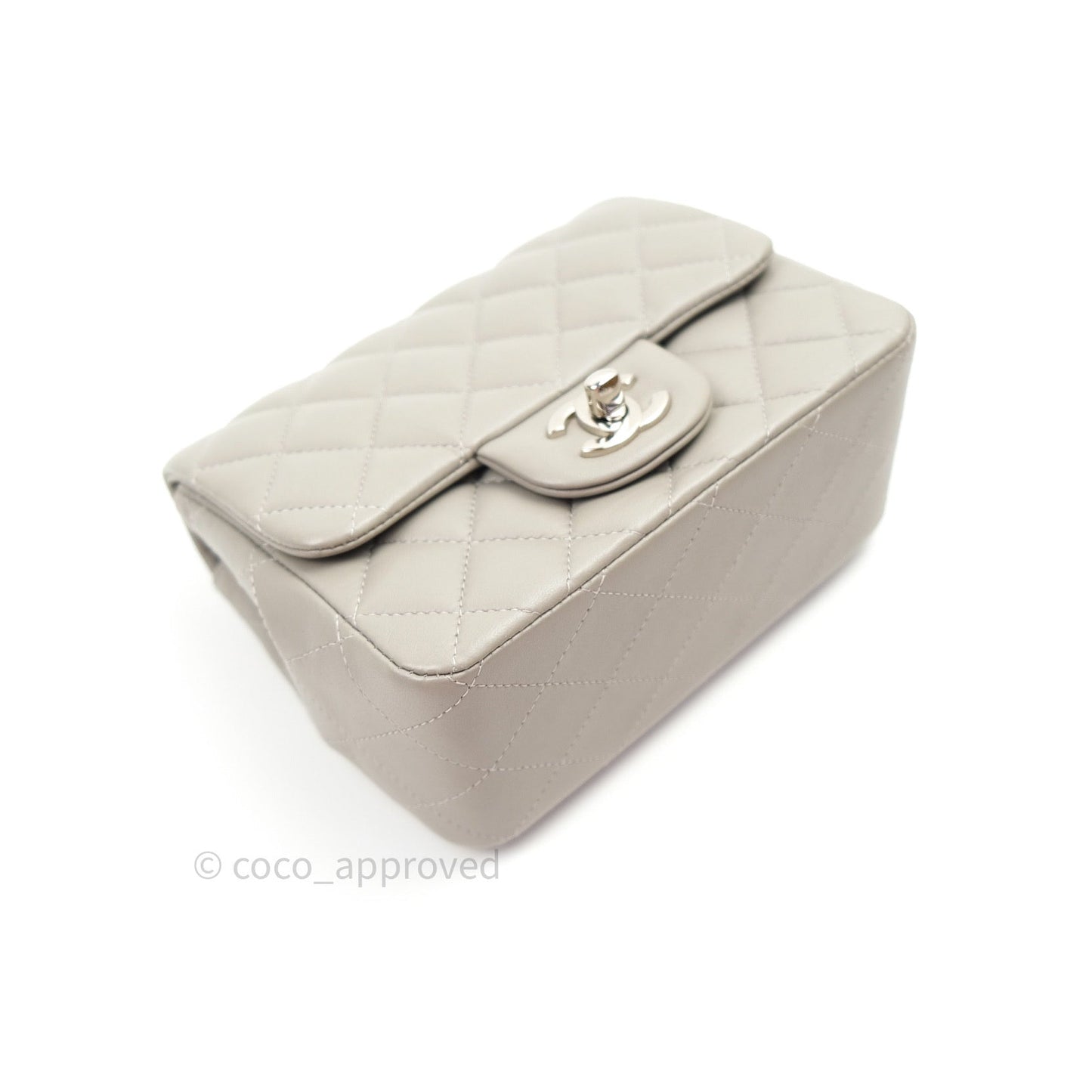 Chanel Mini Square Grey Lambskin Silver Hardware 19B