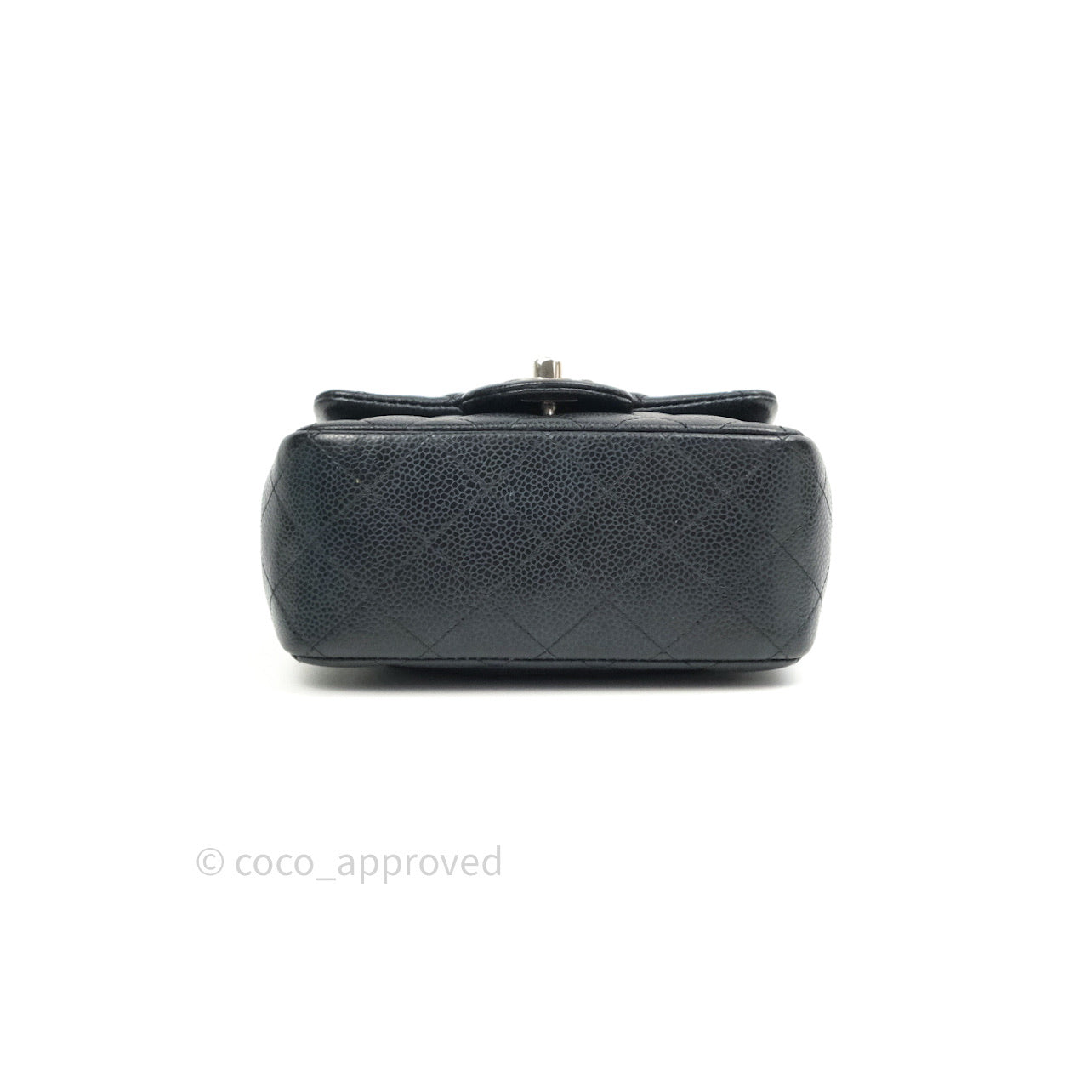 Chanel Mini Square Black Quilted Caviar Ruthenium Hardware