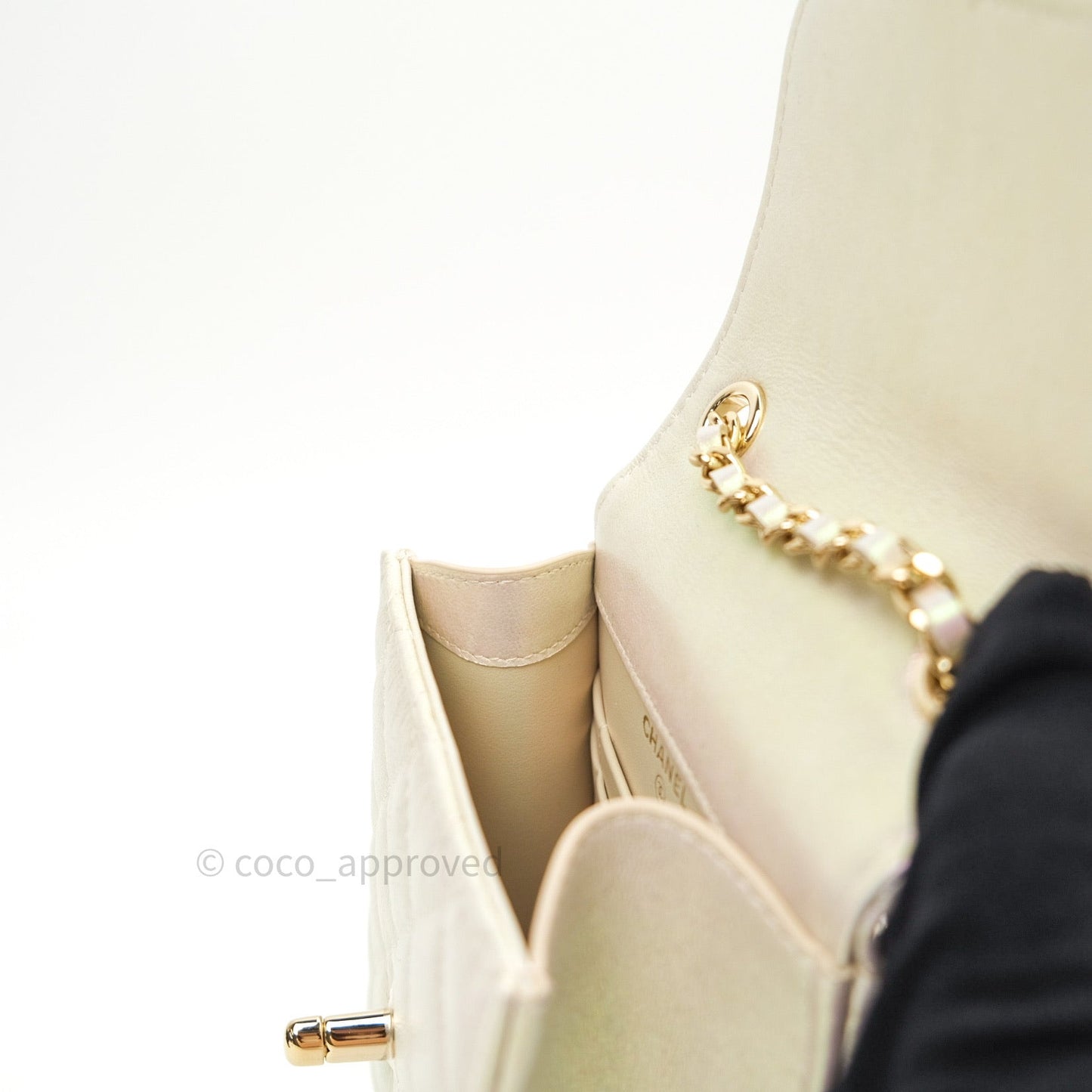 Chanel Classic Ivory Iridescent Gold Hardware Phone Holder