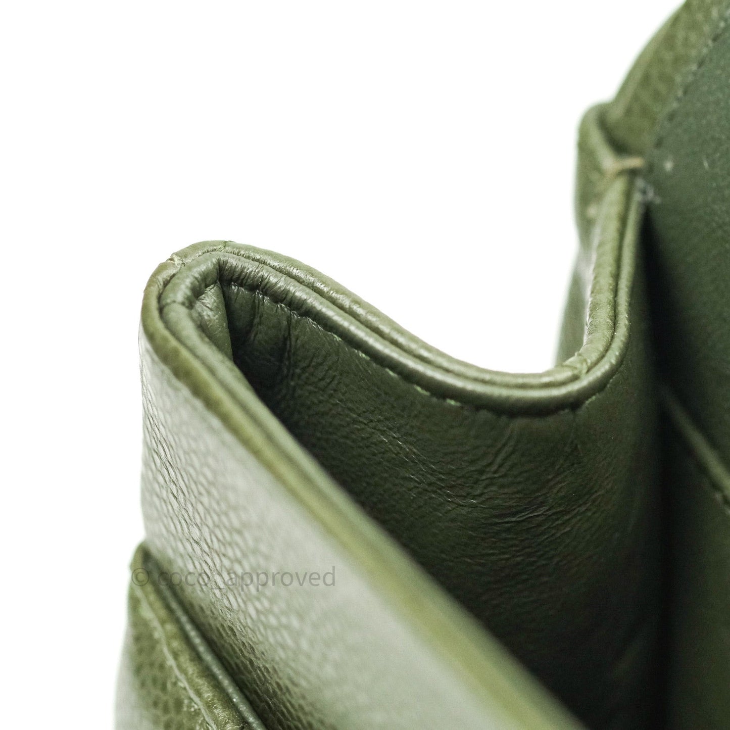 Chanel Classic Jumbo Double Flap Quilted Green Caviar Silver Hardware⁣⁣