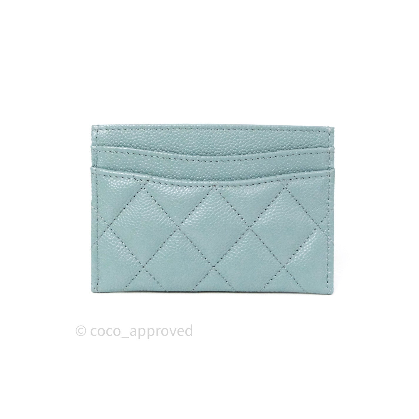 Chanel Quilted Classic Blue Caviar Silver Hardware Flat Card Holder