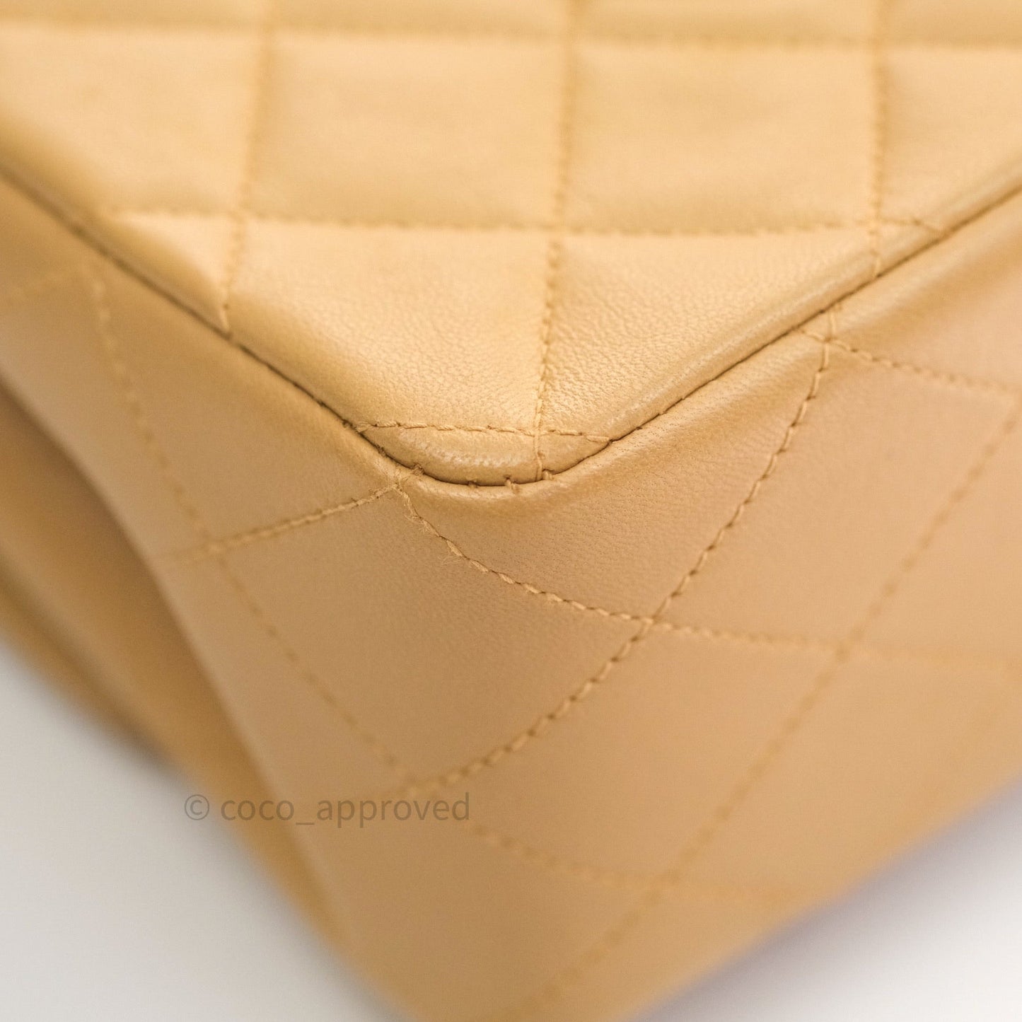 Chanel Vintage M/L Medium Double Flap Bag Beige Lambskin 24K Gold Hardware