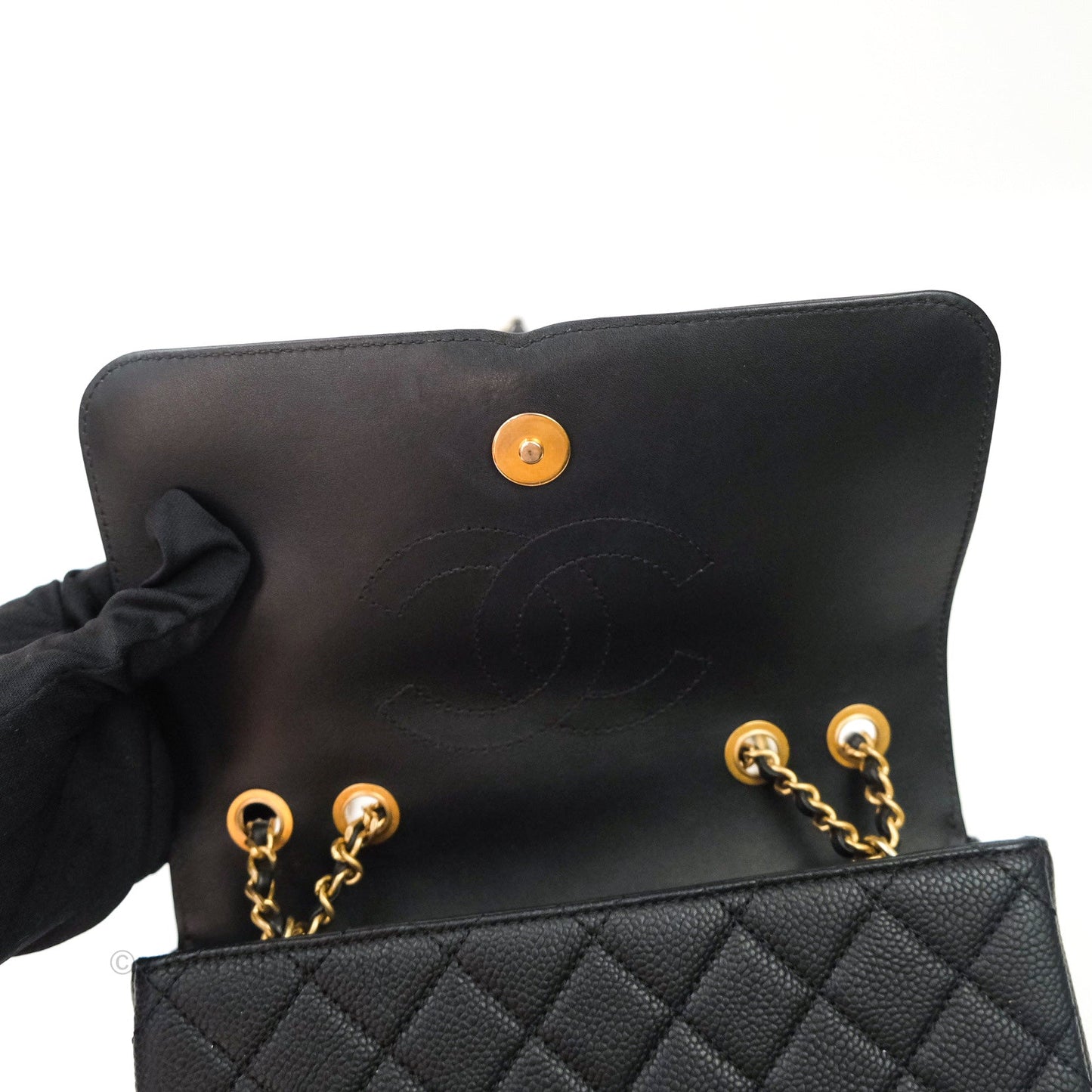Chanel Quilted Small CC Filigree Flap Black Caviar