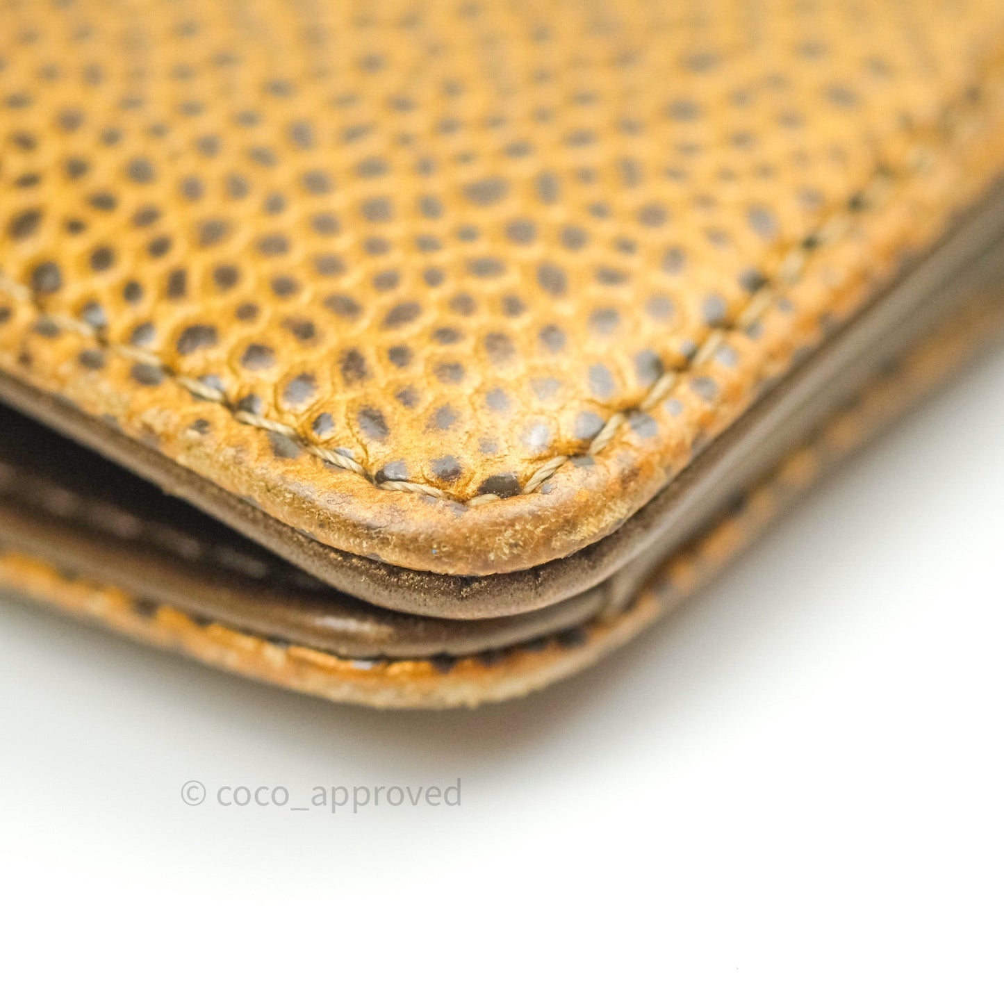 Chanel Leather Quilted Yen Wallet Gold Grained Calfskin