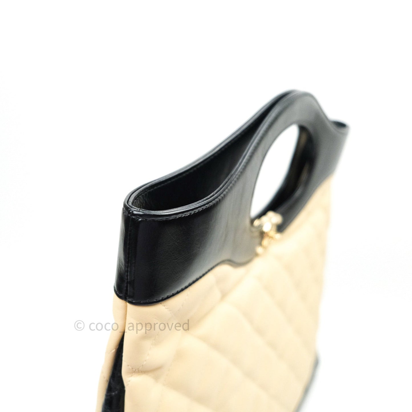 Chanel Aged Calfskin Quilted Large 31 Shopping Bag Beige Black