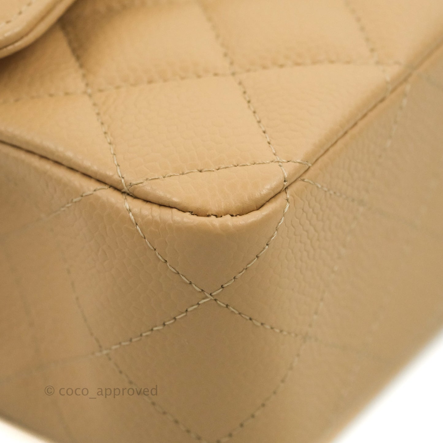 Chanel Classic M/L Medium Flap Quilted Beige Caviar Gold Hardware