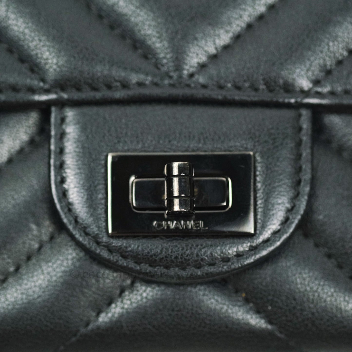 Chanel Chevron Sheepskin Reissue Large Flap Wallet So Black