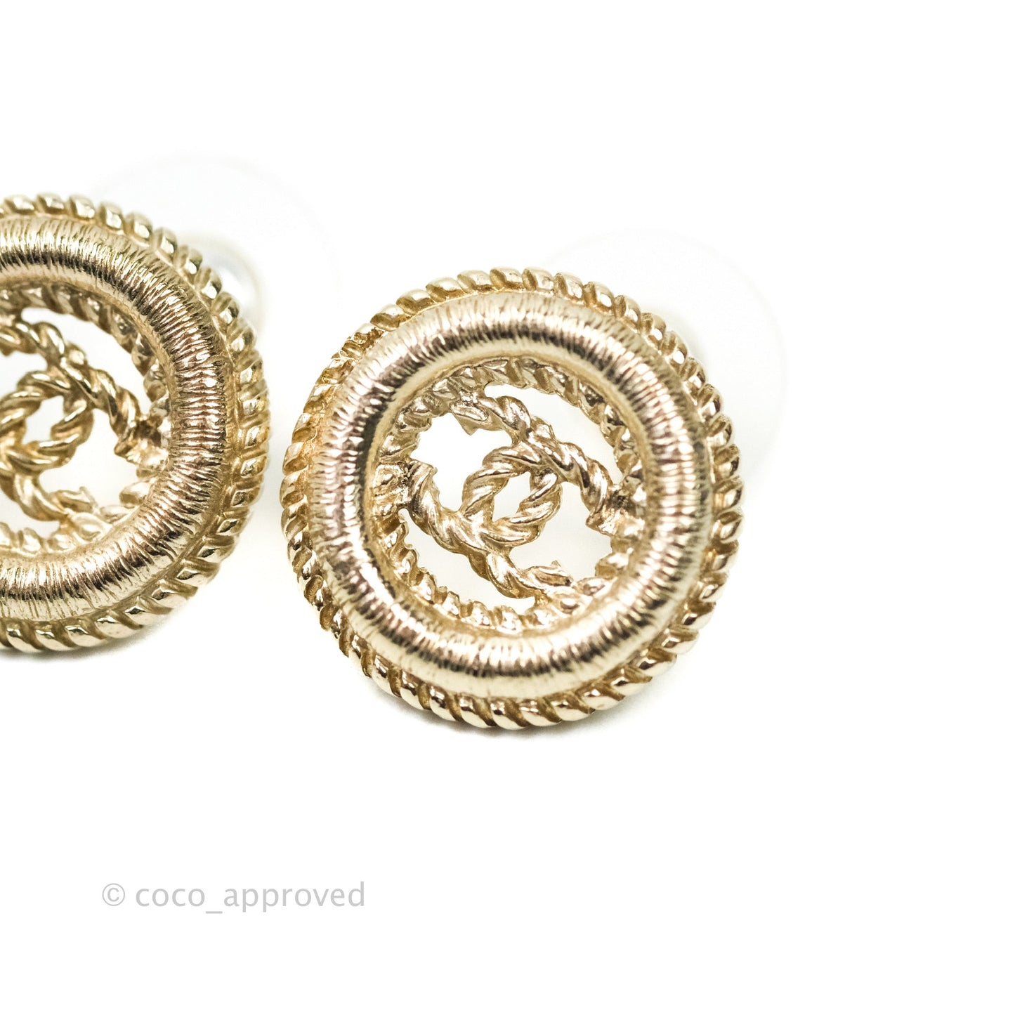 Chanel CC Twisted Round Earrings Gold Tone 17V