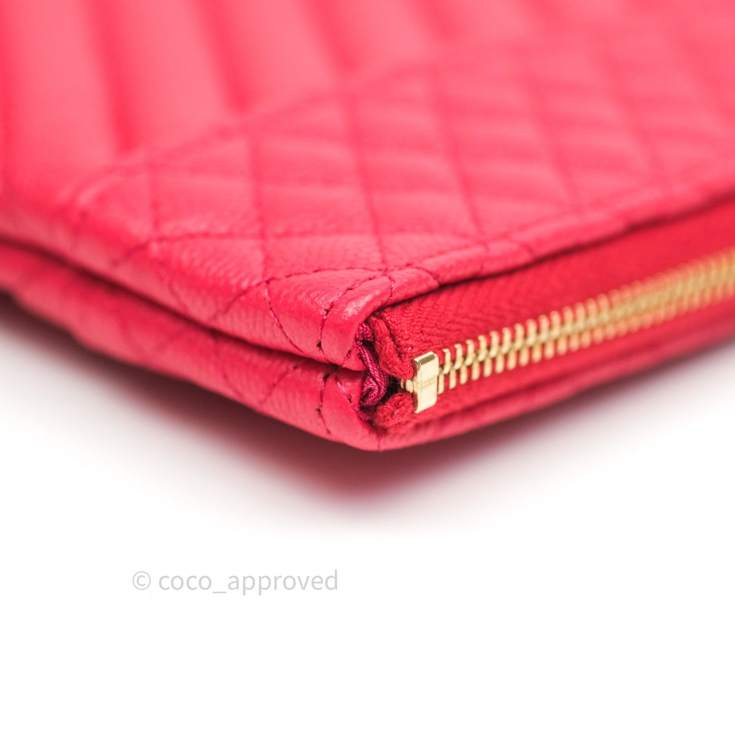 Chanel Chevron Quilted Large Cosmetic Case Red Caviar Gold Hardware