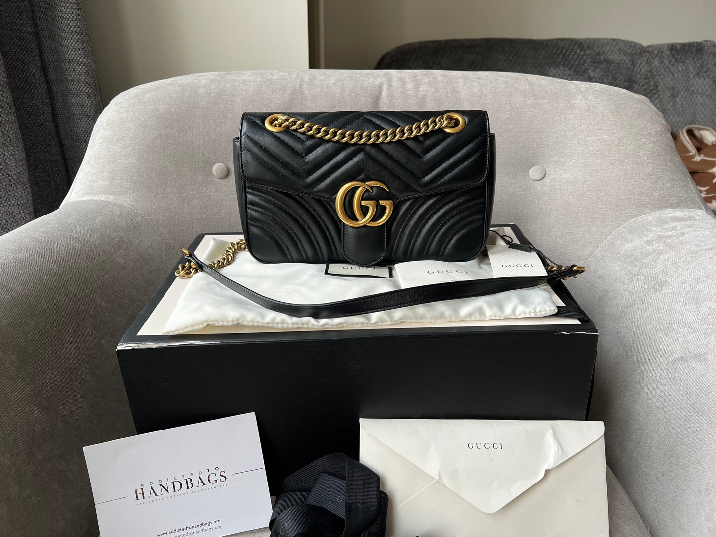 Luxury Gucci GG Black Marmont Small Shoulder Bag ( 1800)