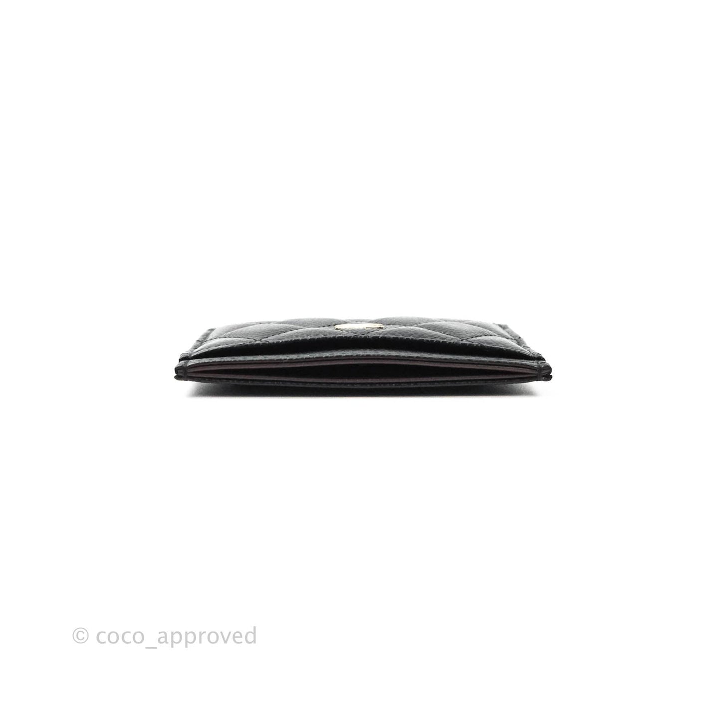 Chanel Black Classic Caviar Flat Card Holder Gold Hardware