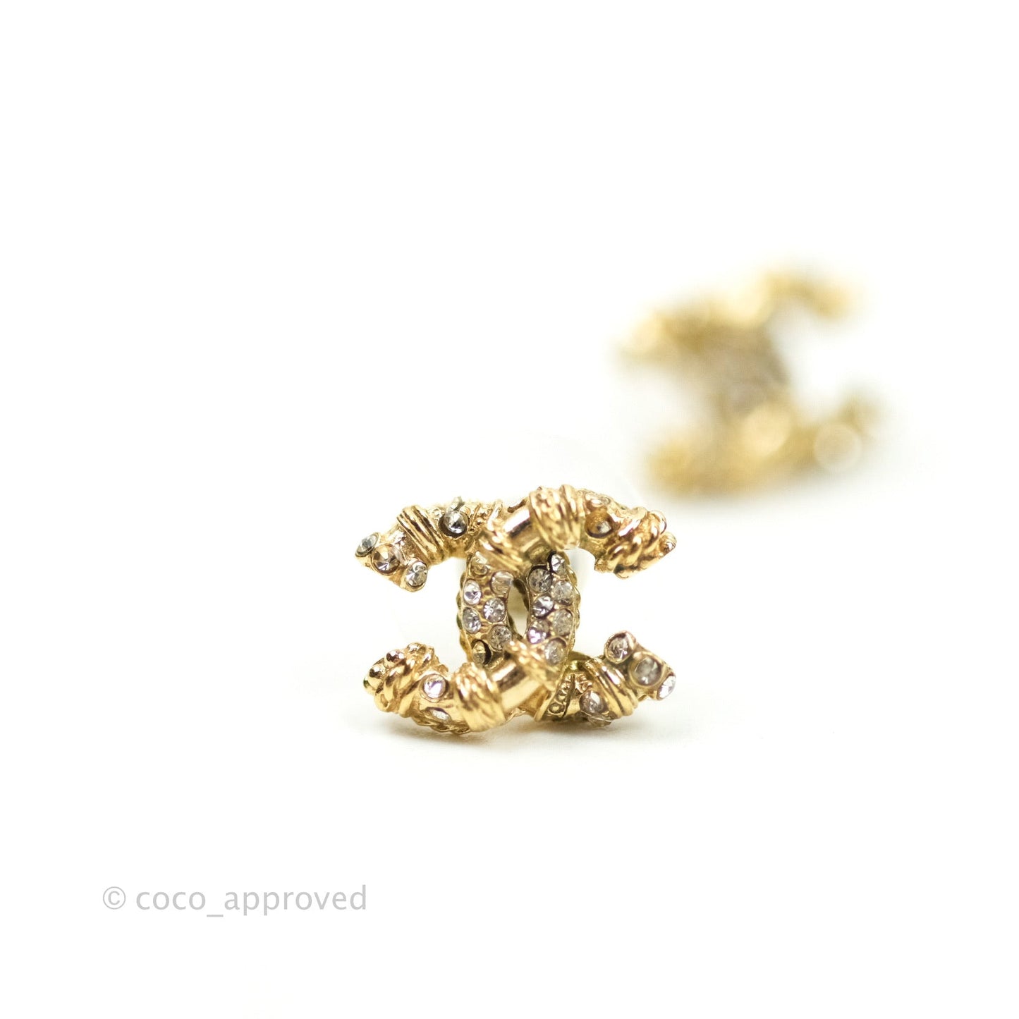 Chanel CC Earrings Gold Tone