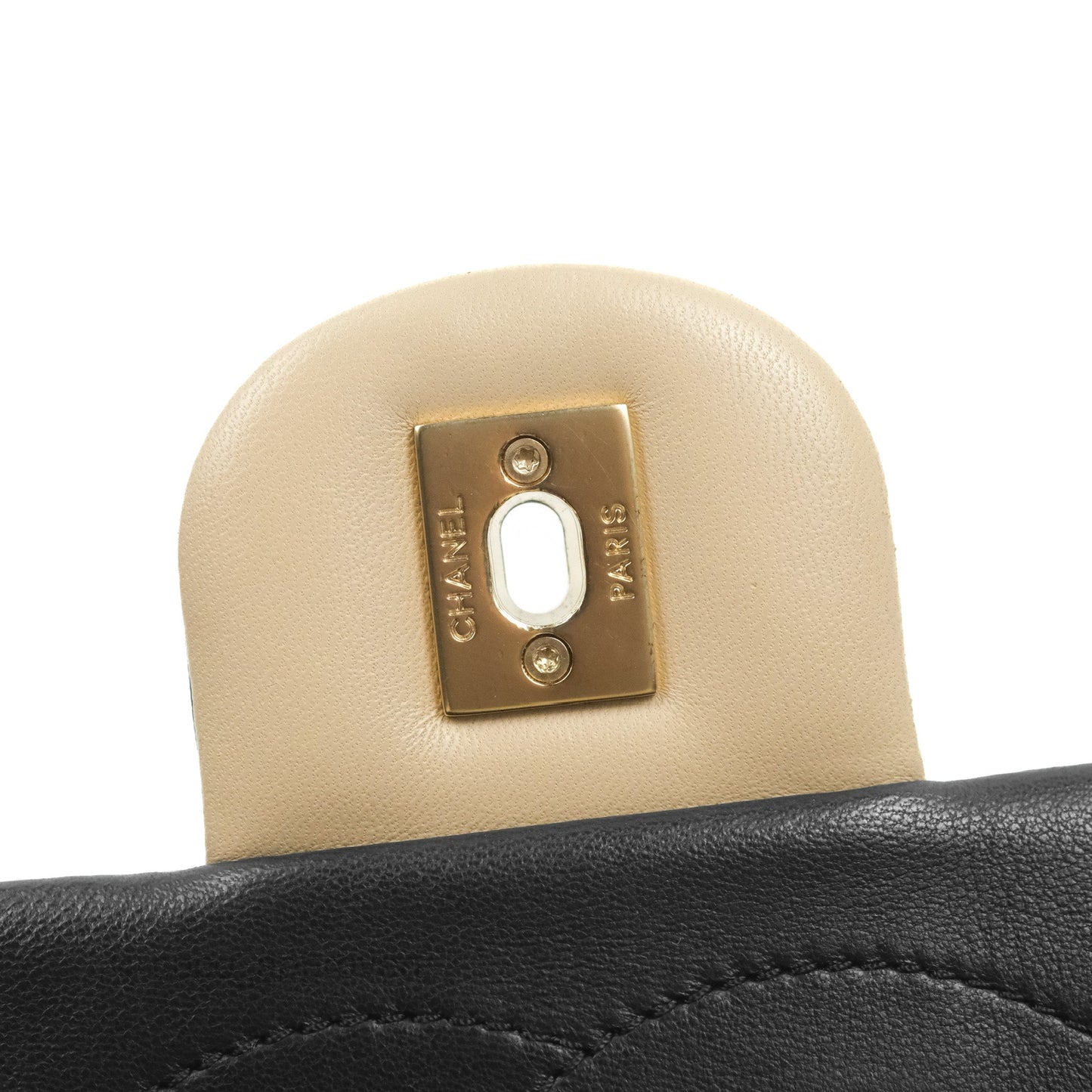 Chanel Quilted Graphic Flap Bag Black/Beige Calfskin Gold Hardware