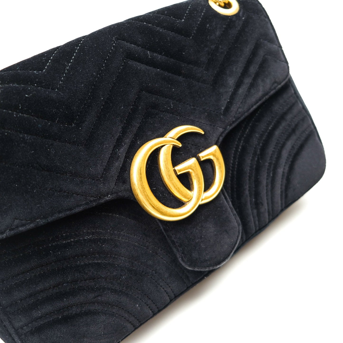 Gucci Medium Marmont Velvet Black Gold Hardware