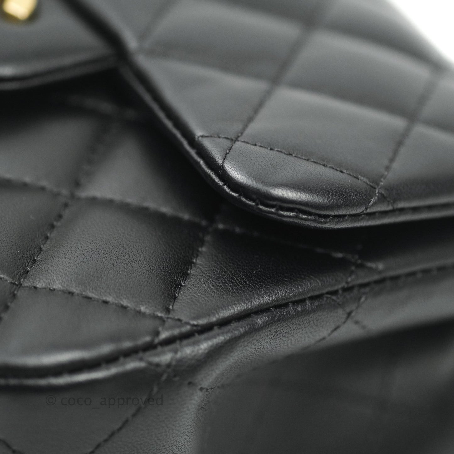 Chanel Mini Square Black Lambskin Aged Gold Hardware
