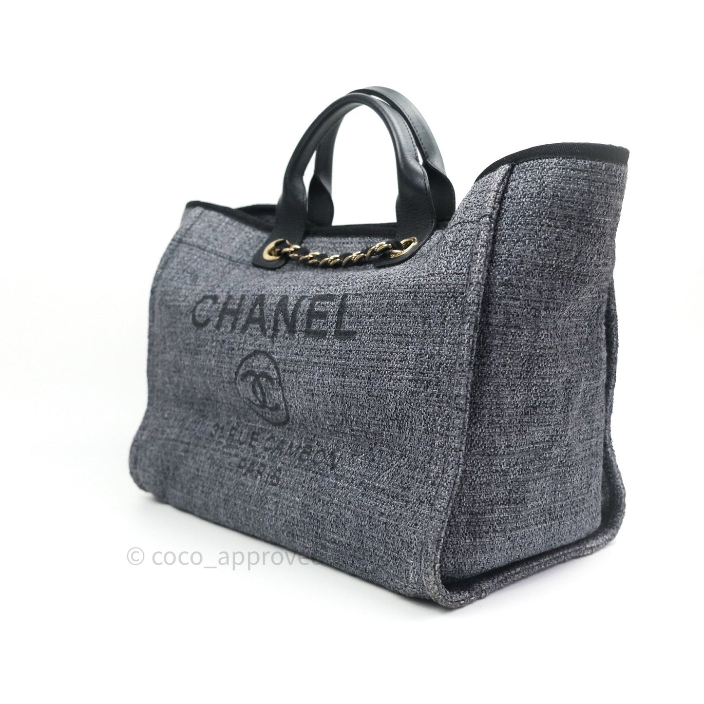 Chanel Large Deauville Charcoal Grey Canvas