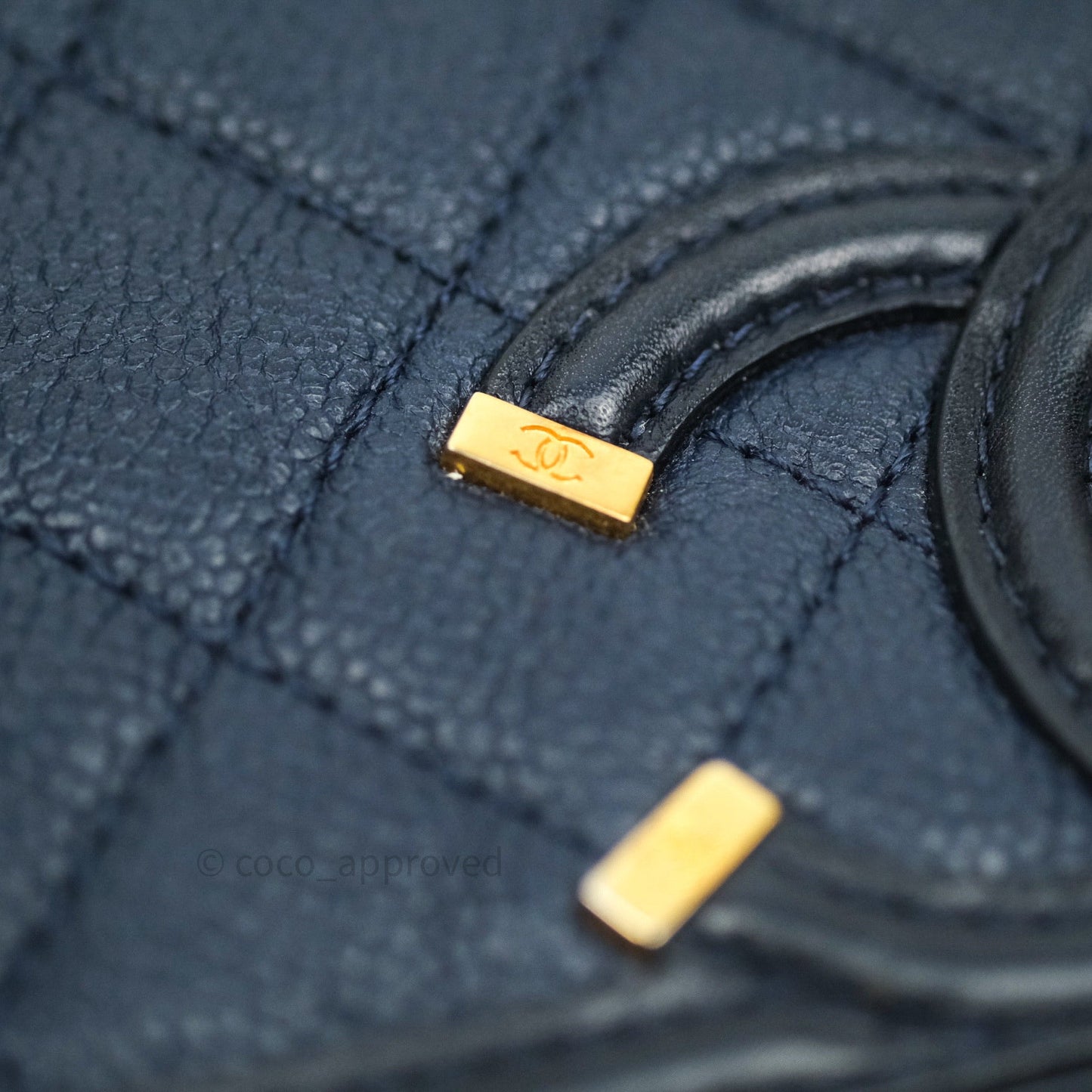 Chanel Caviar Quilted Small CC Filigree Flap Navy Black