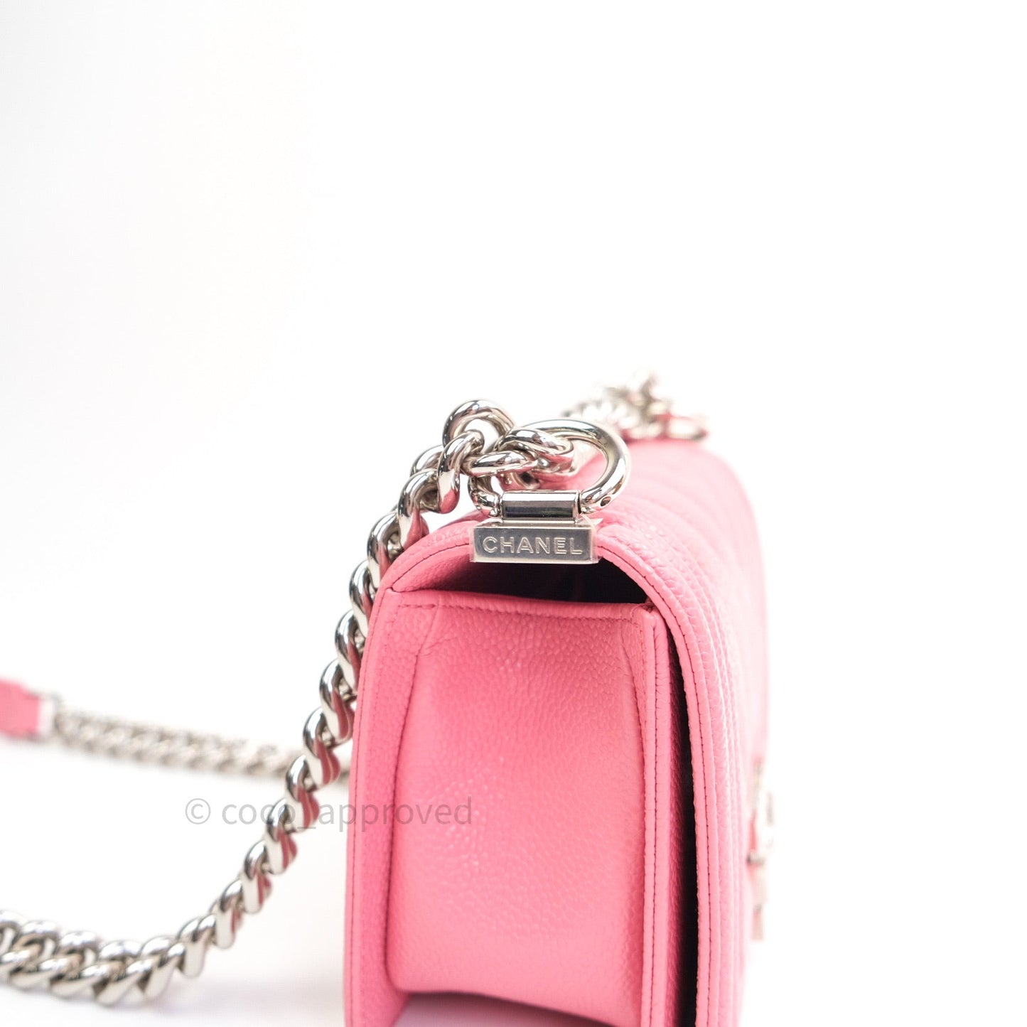 Chanel Small Boy Quilted Pink Caviar Silver Hardware