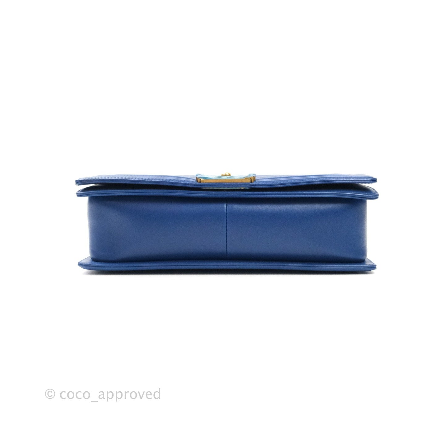 Chanel Boy New Medium Quilted Blue Lambskin Aged Gold Hardware